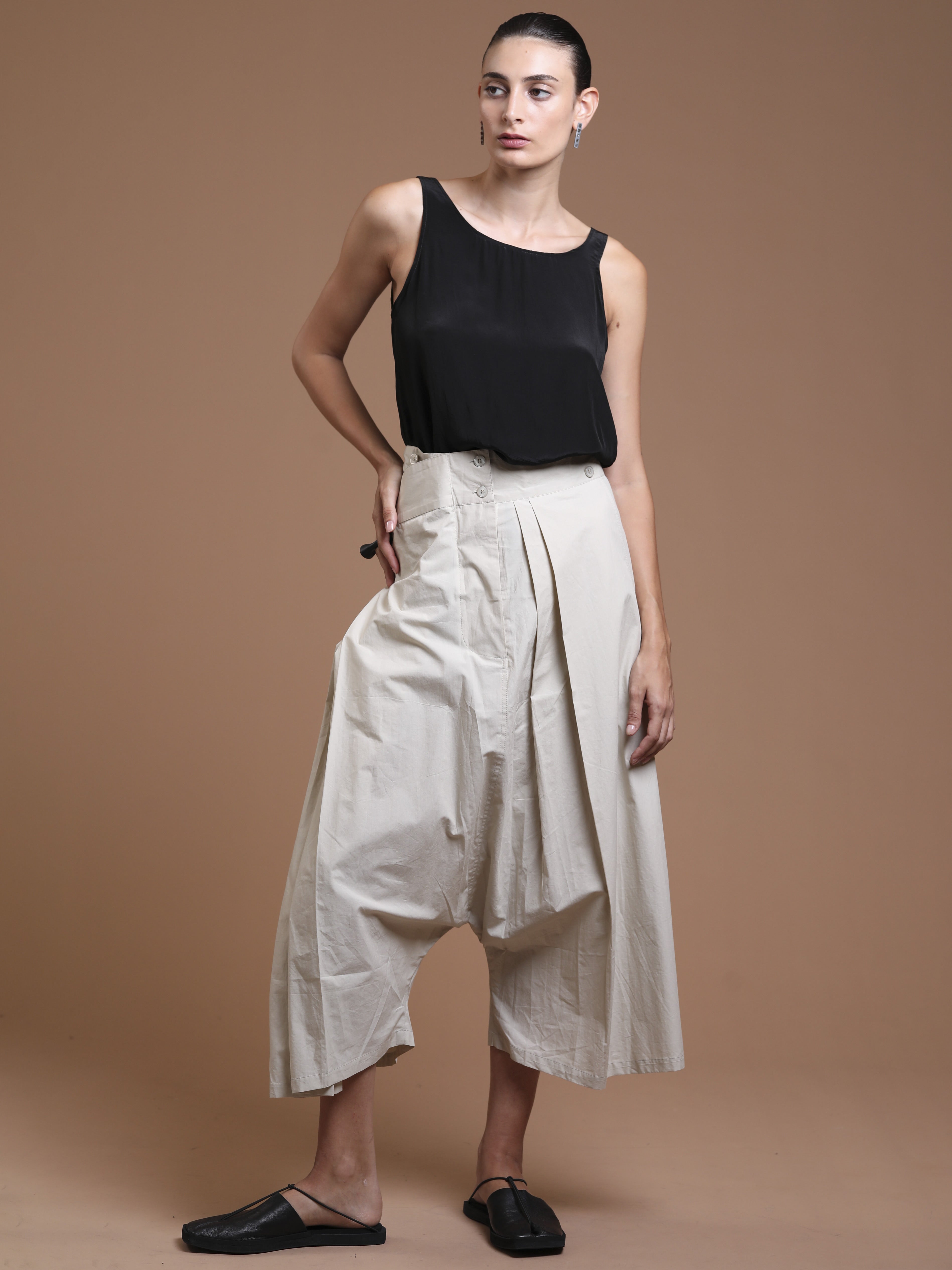 Wide Convertible Poplin Pants - INN7