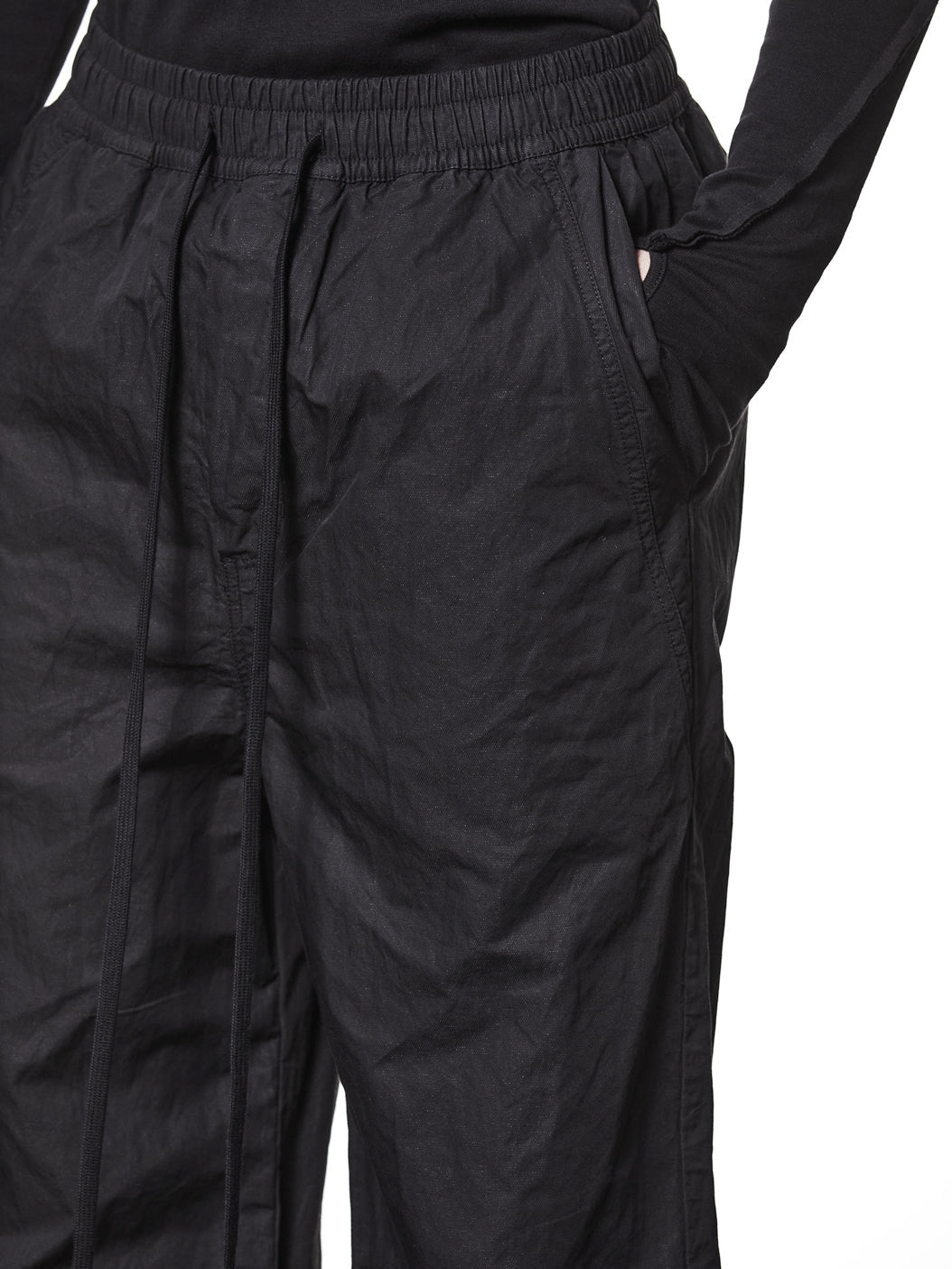 Garment-Washed Wide Leg Trousers