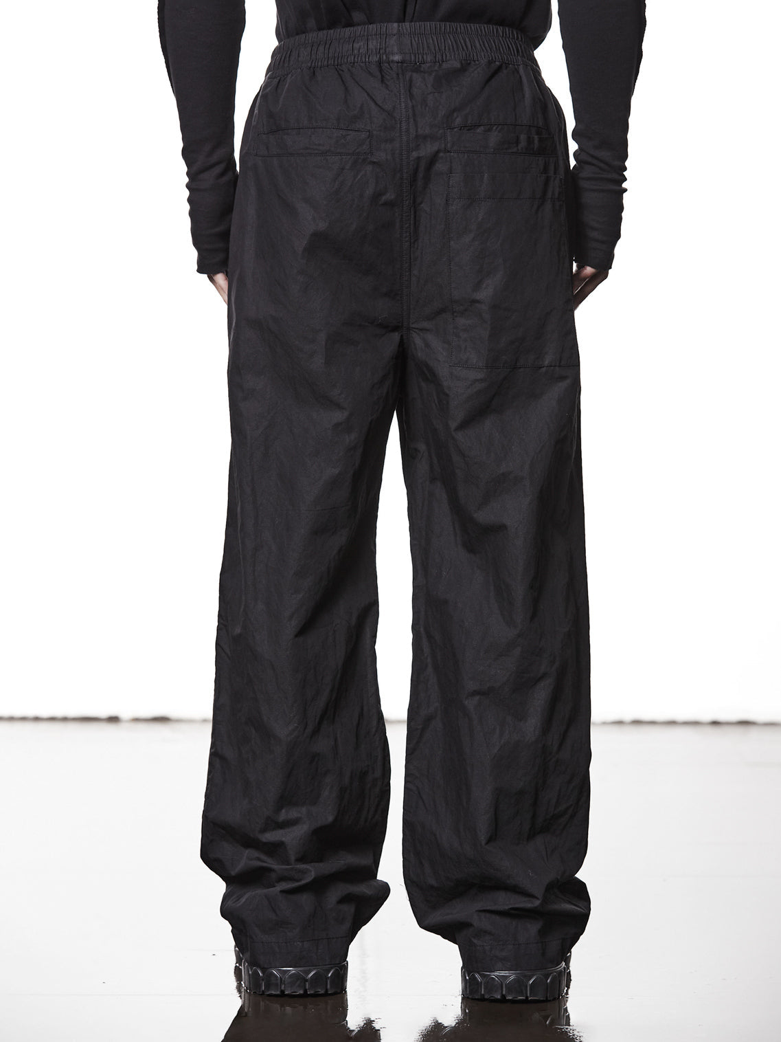 Garment-Washed Wide Leg Trousers