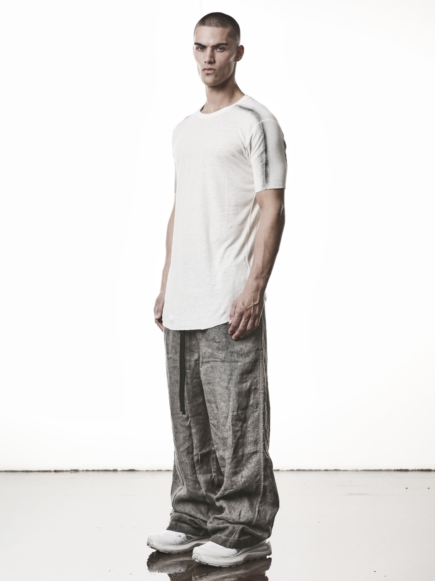Linen Blend Insert T-Shirt - INN7