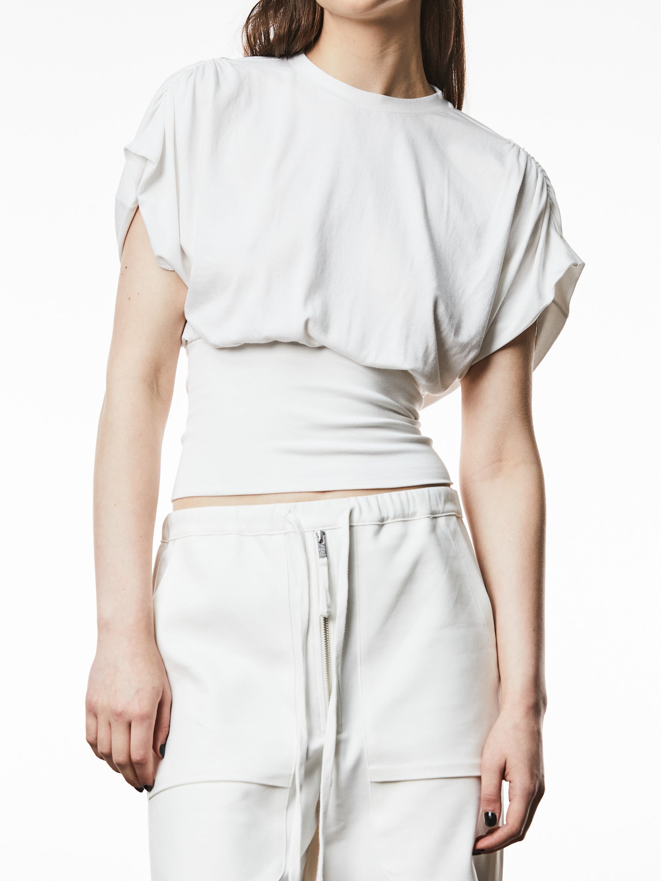 Crew Neck Shirt with Gathered Shoulders - INN7