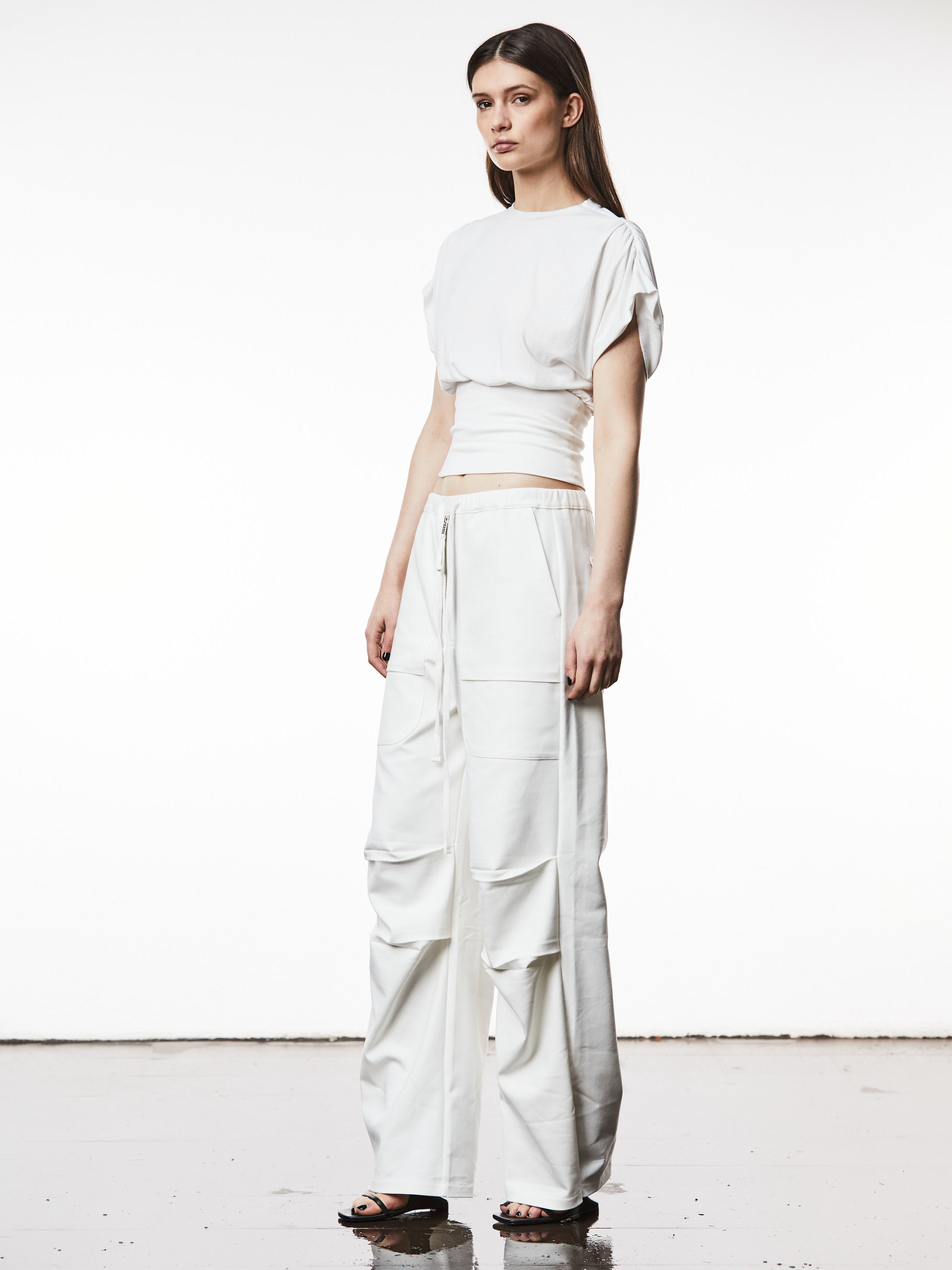 Crew Neck Shirt with Gathered Shoulders - INN7