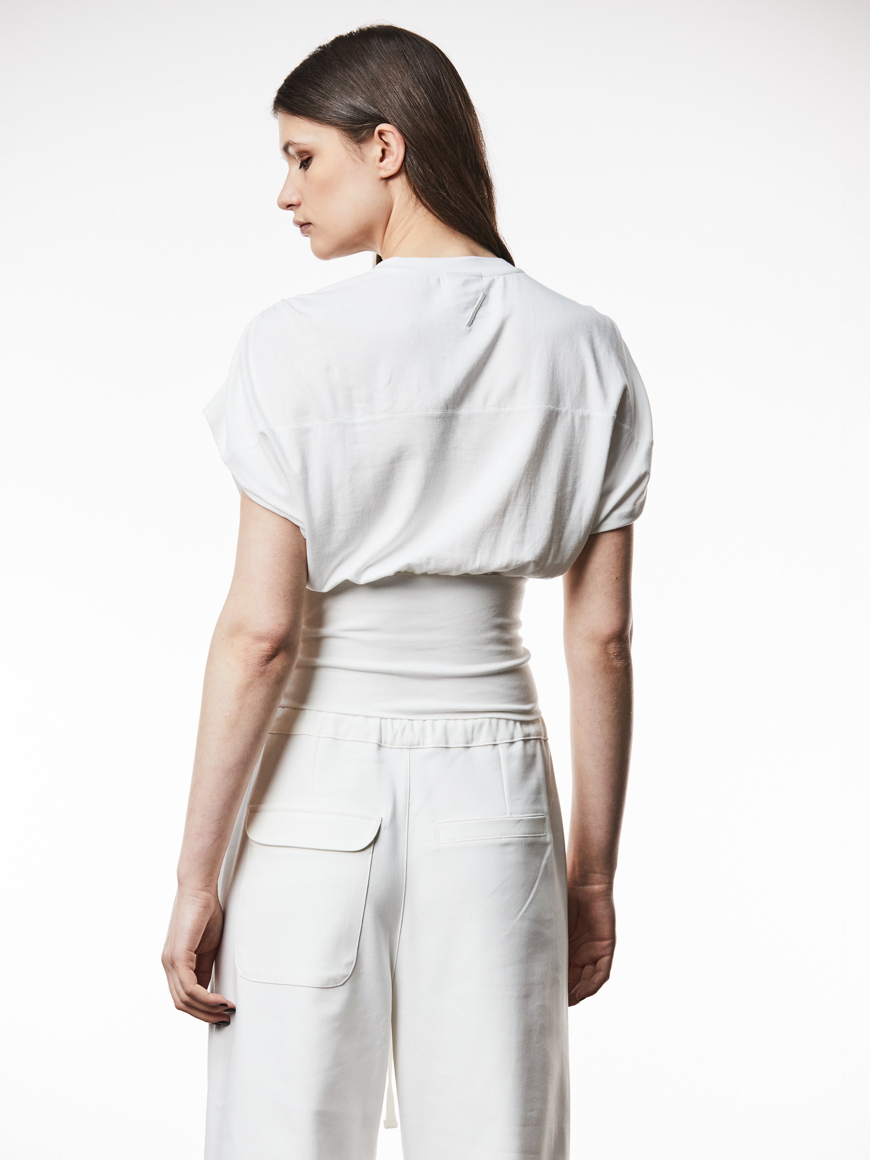 Crew Neck Shirt with Gathered Shoulders - INN7