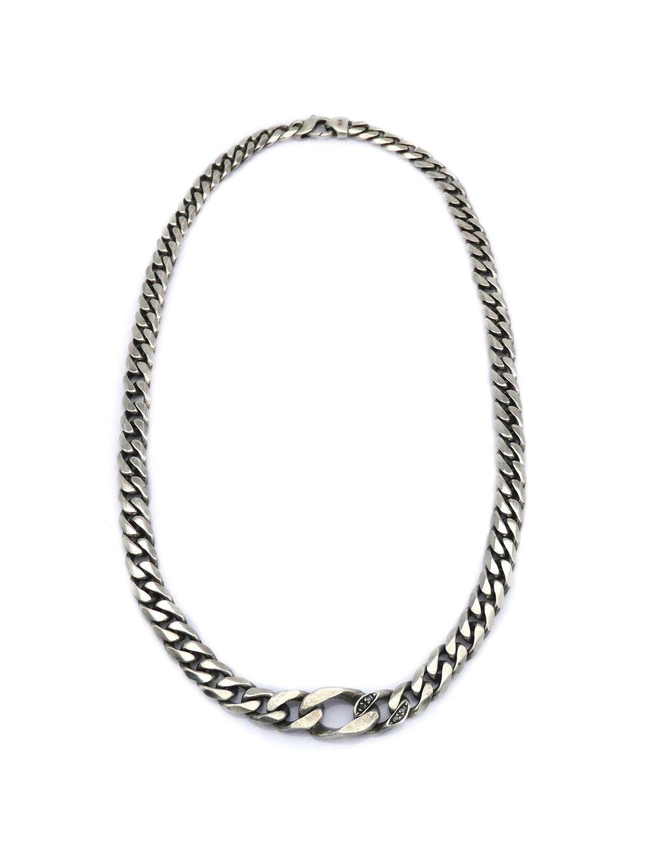 Curb Necklace with Black Diamond Link - INN7