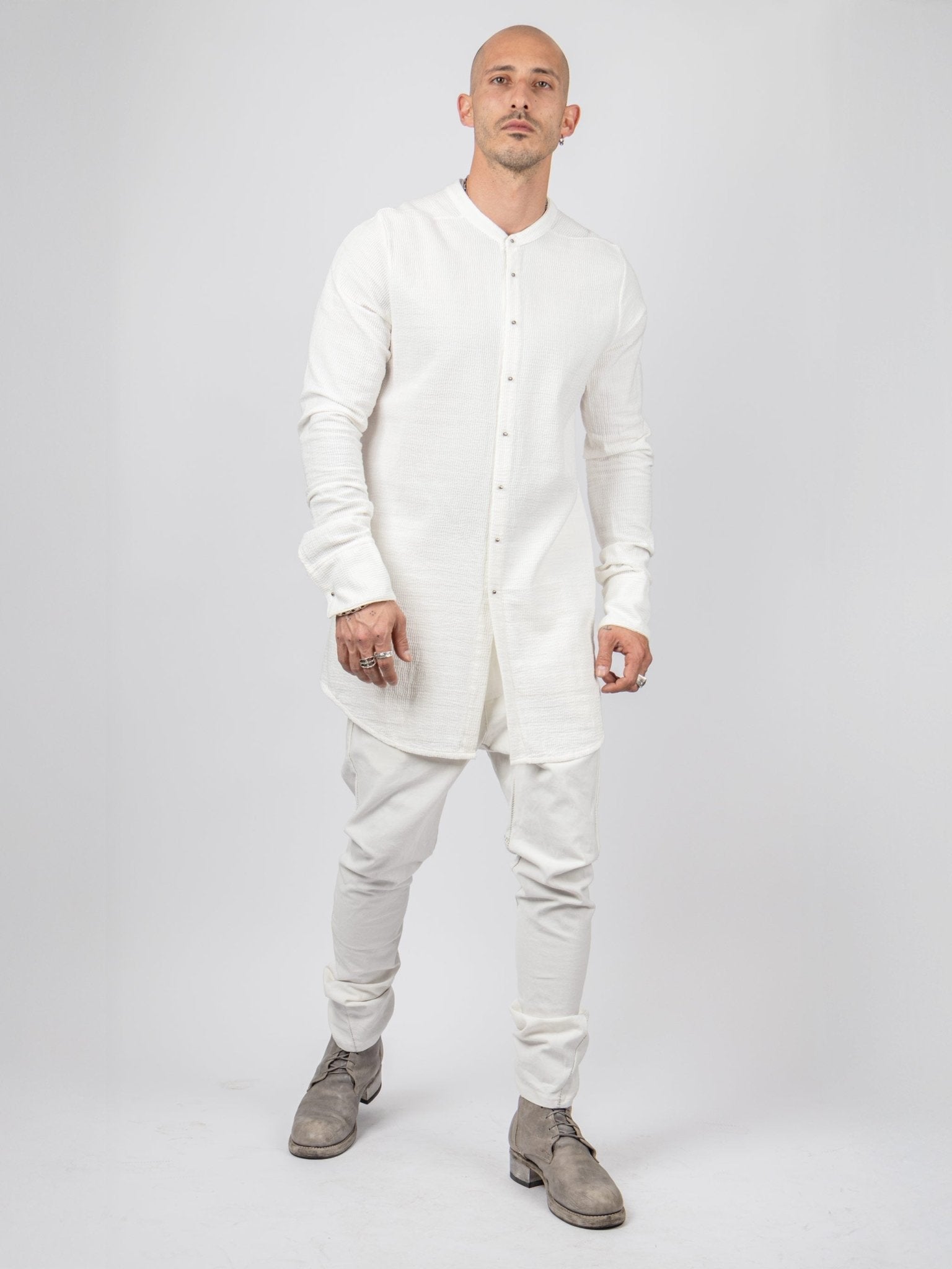 Dandy Micro Ondes Organic Cotton Overshirt — White - by Isaac Sellam