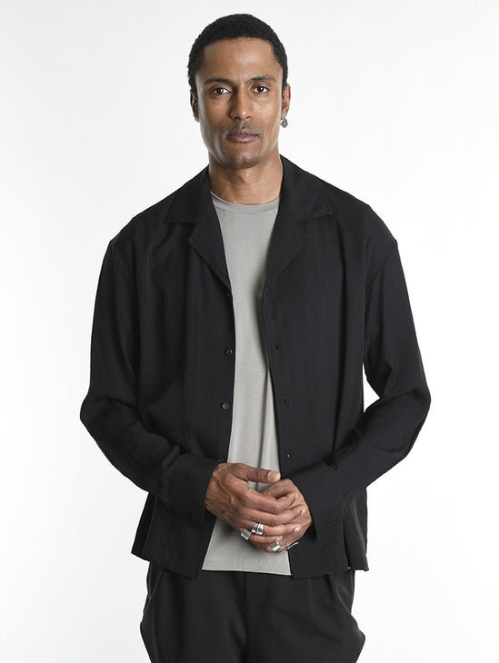 Embossed Rayon Open - Collar Shirt - by LA HAINE INSIDE US