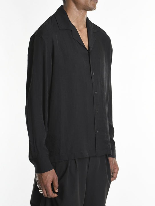 Embossed Rayon Open - Collar Shirt - by LA HAINE INSIDE US