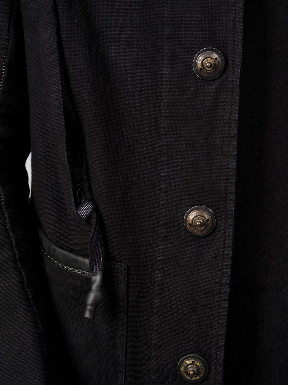 Garment - Washed Cotton Jacket with Leather Spine - by ISAAC SELLAM