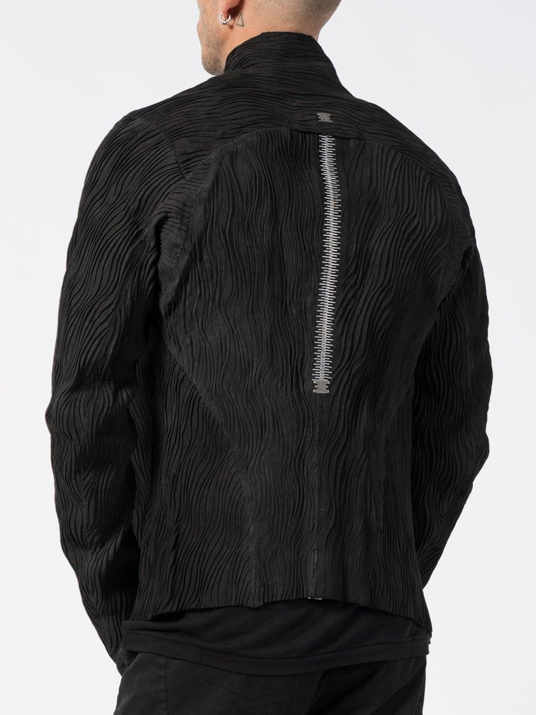 ISAAC SELLAM Wavy Pleated Leather Spine Jacket, back jacket view