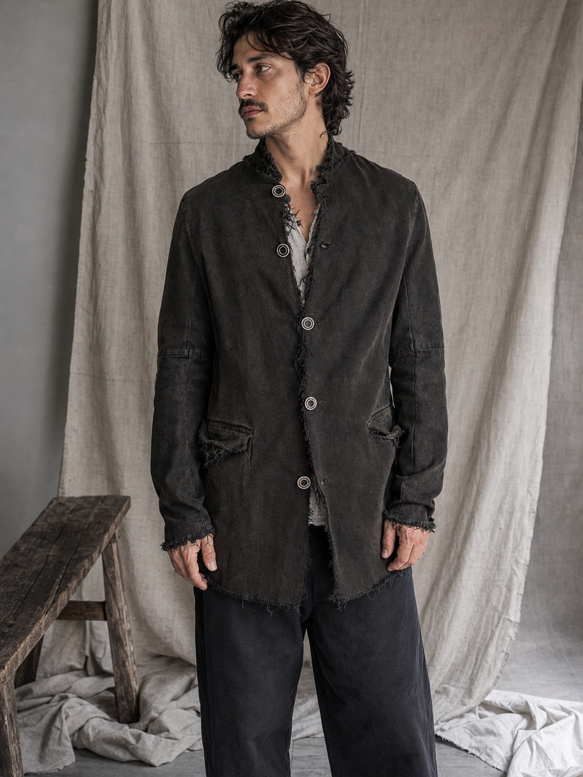 AITO Frayed Edge Cotton Blazer, תצוגת לבישה עריכתית