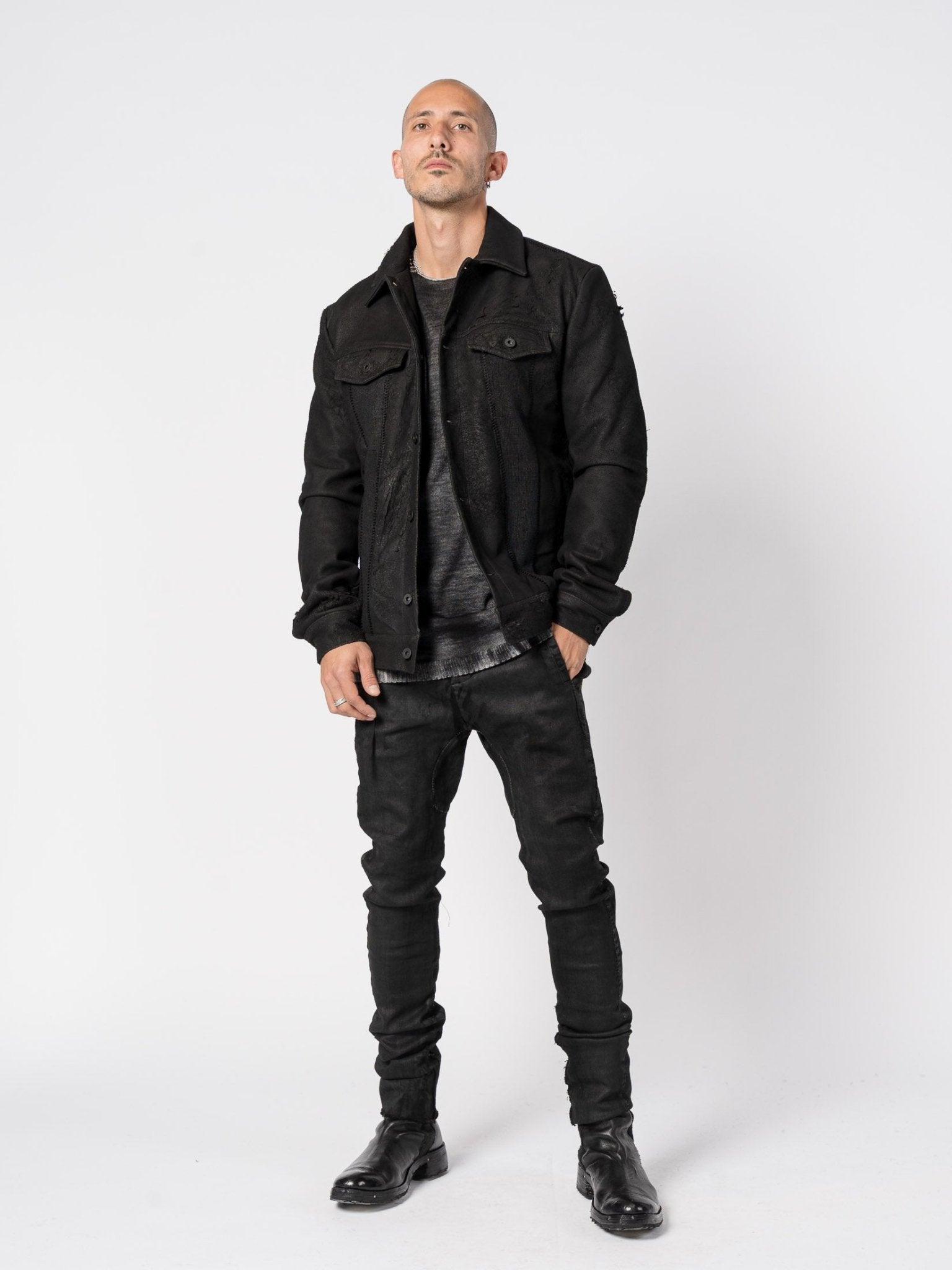 Leather and Wool Mixed - Media Jacket - by MD75