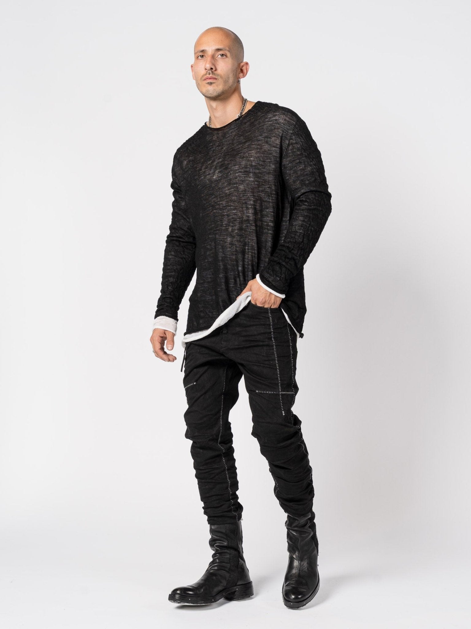 Lightweight Twist - Wool Long Sleeve Top - by MD75