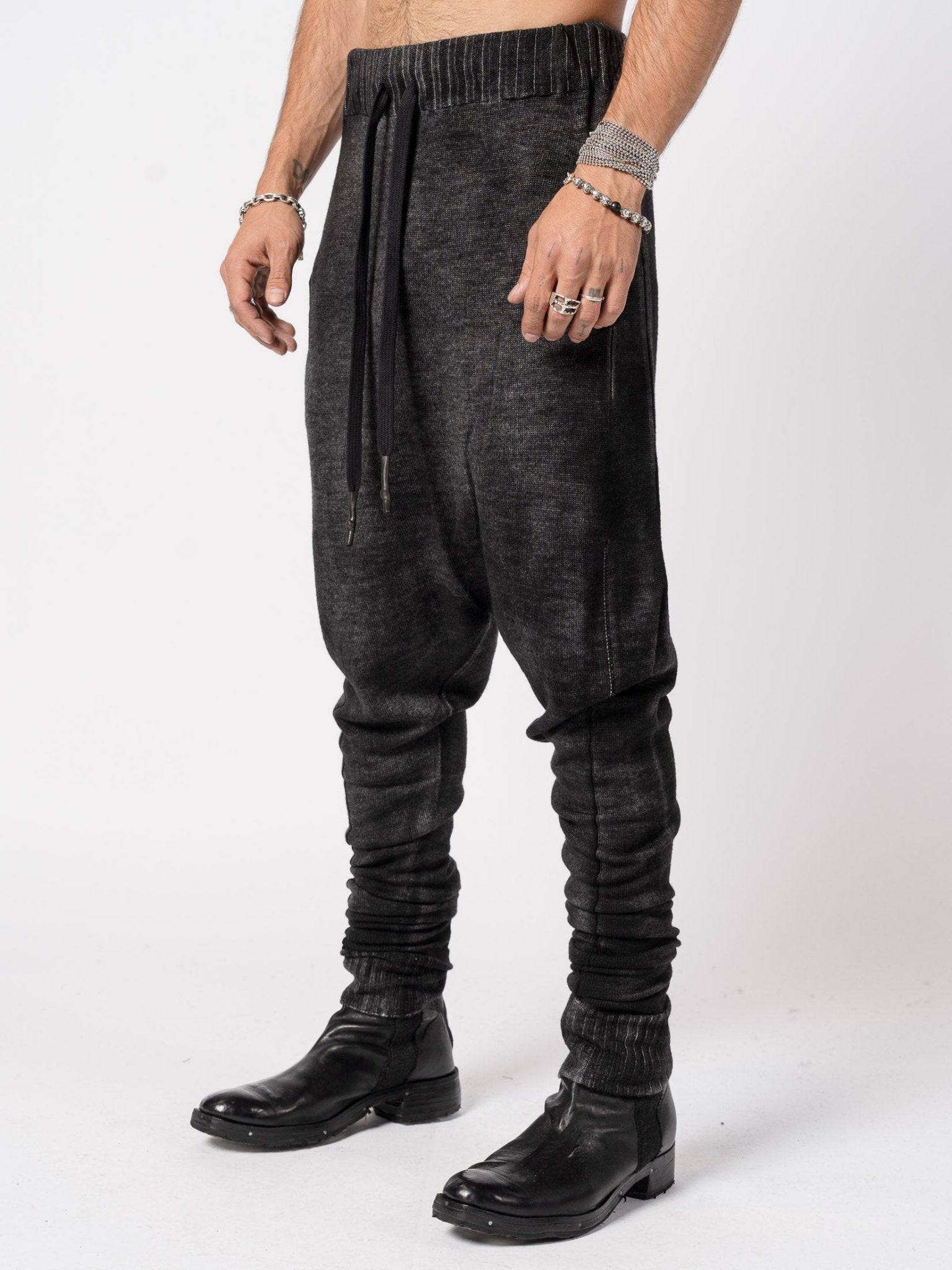 Low Crotch Wool Knit Pants - by MD75