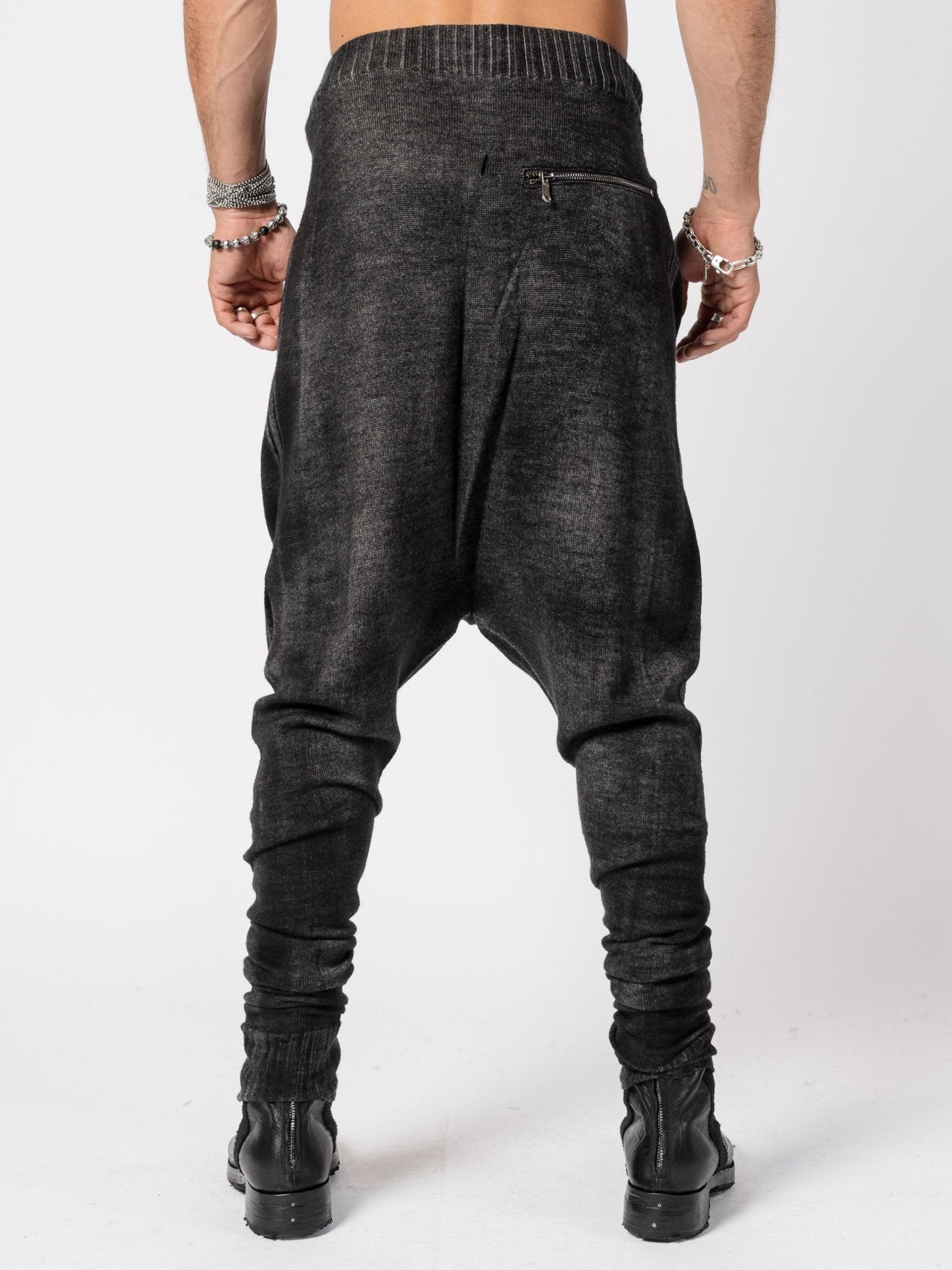 Low Crotch Wool Knit Pants - by MD75