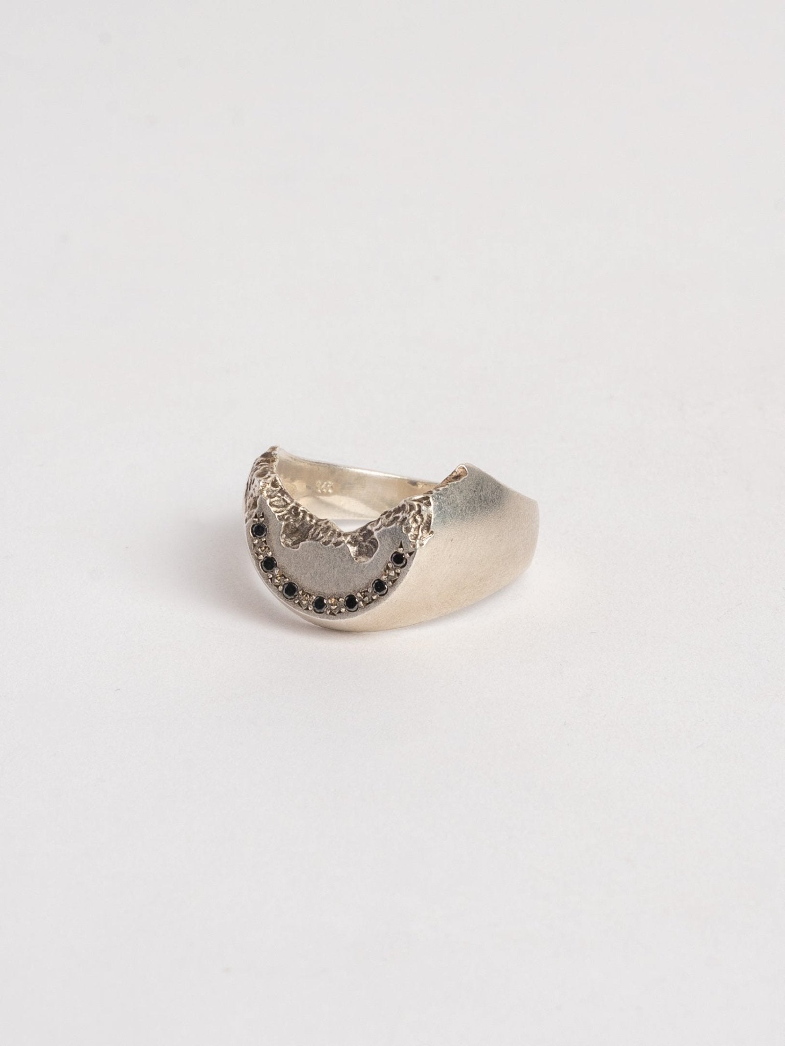 Raw Crescent and Diamonds Ring - by AITO
