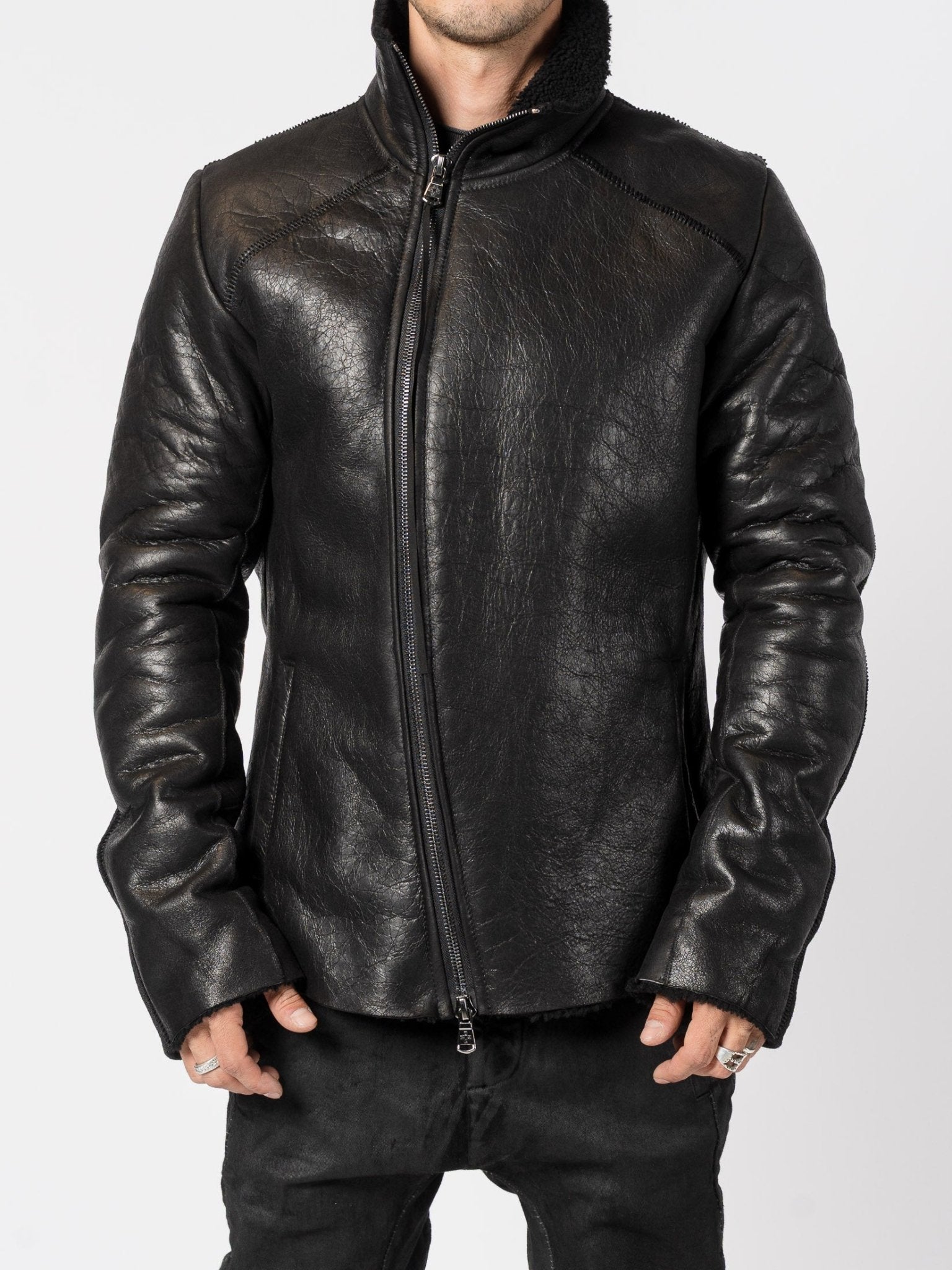 Shearling and Wool Mixed - Media Jacket - by MD75