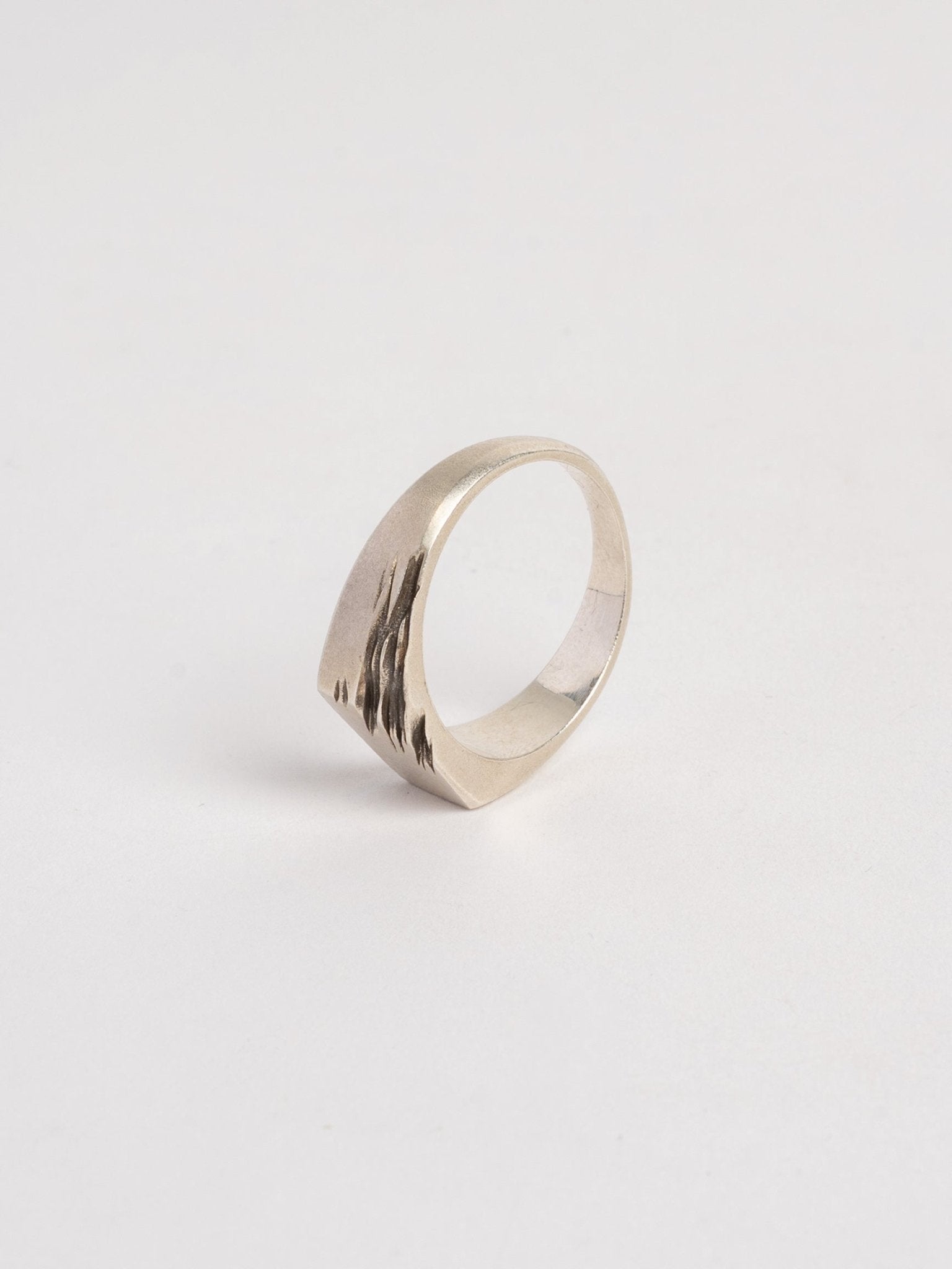 Silver Ring with Scratched Top - by AITO