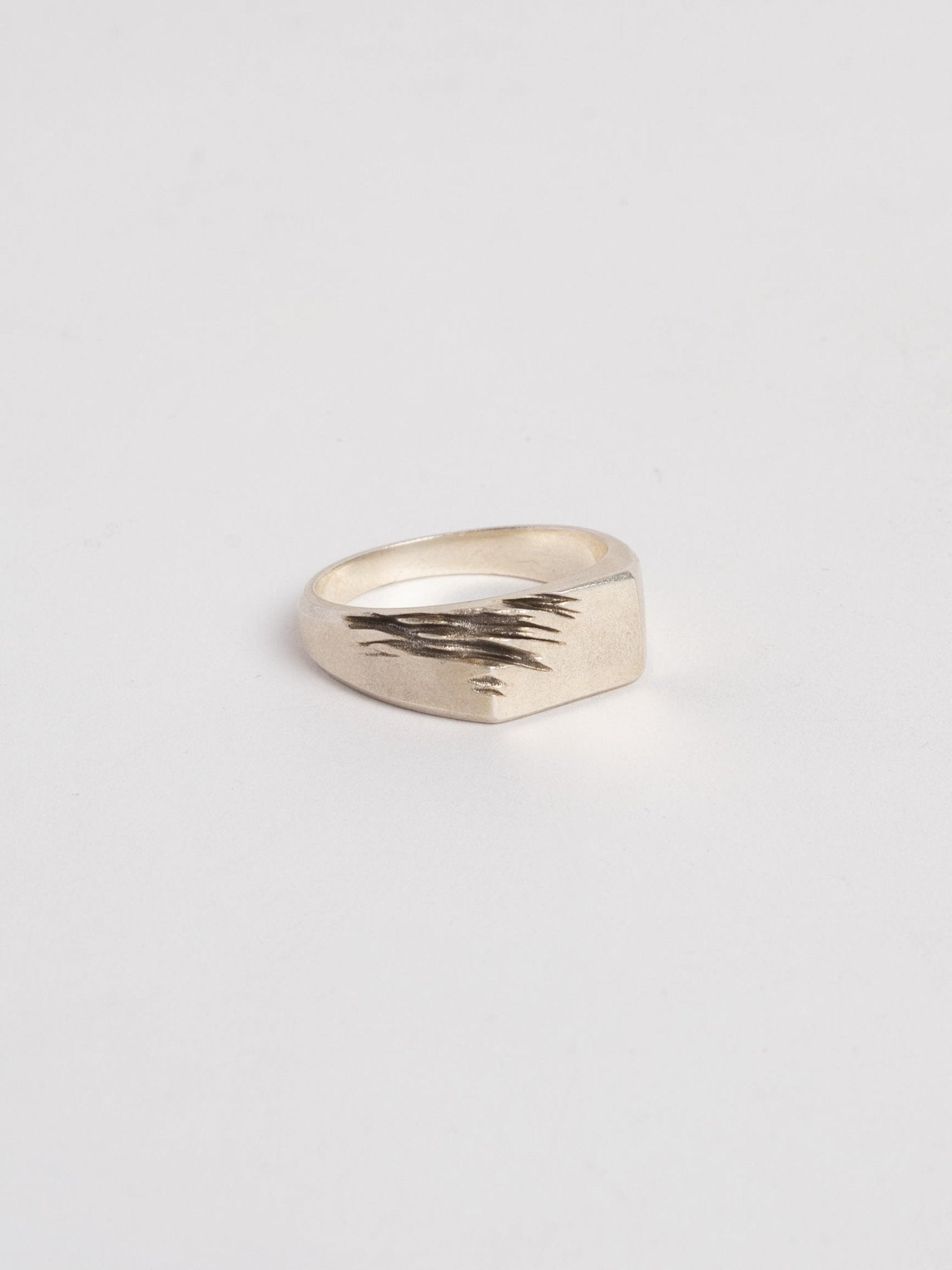 Silver Ring with Scratched Top - by AITO