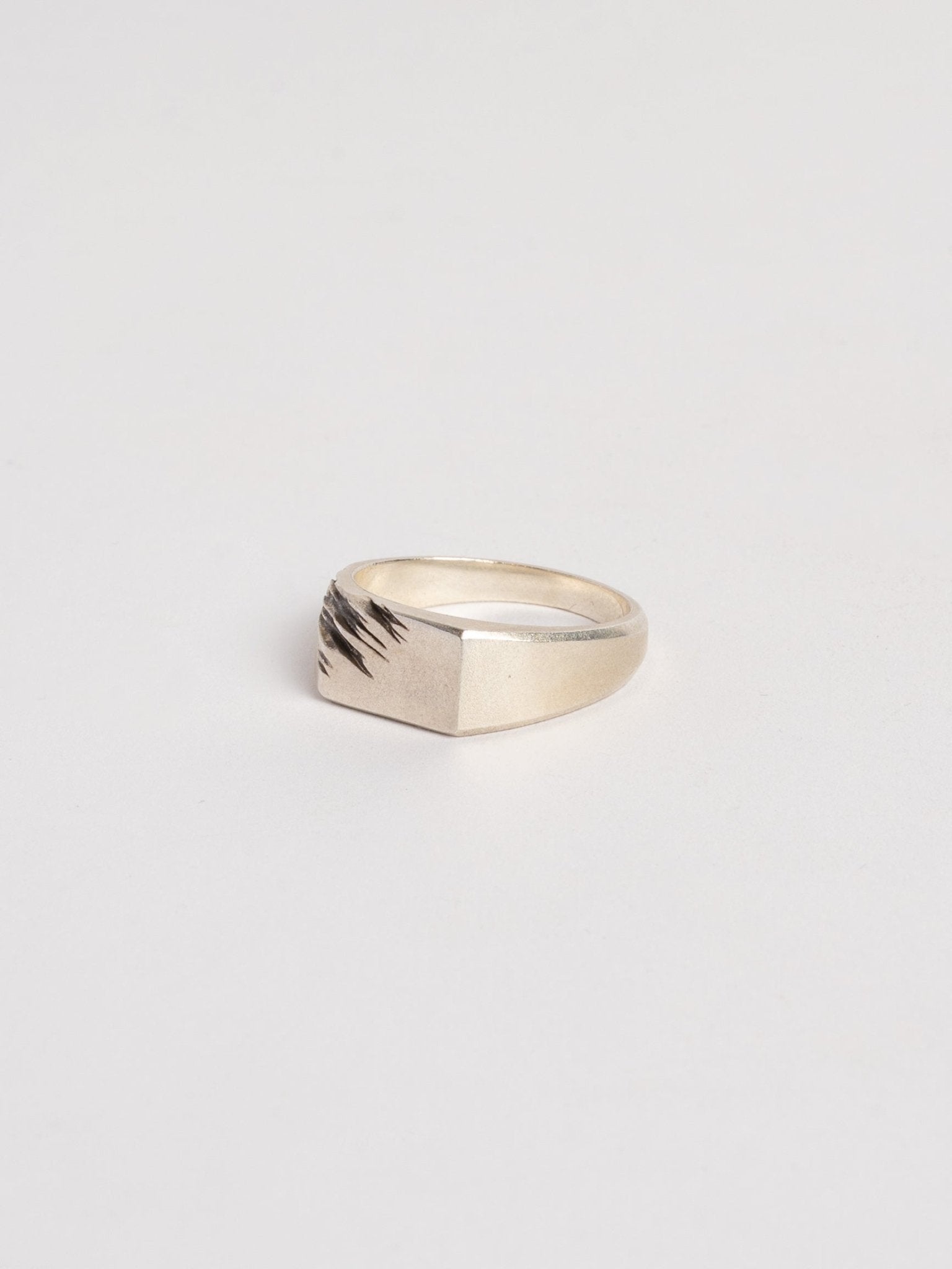 Silver Ring with Scratched Top - by AITO