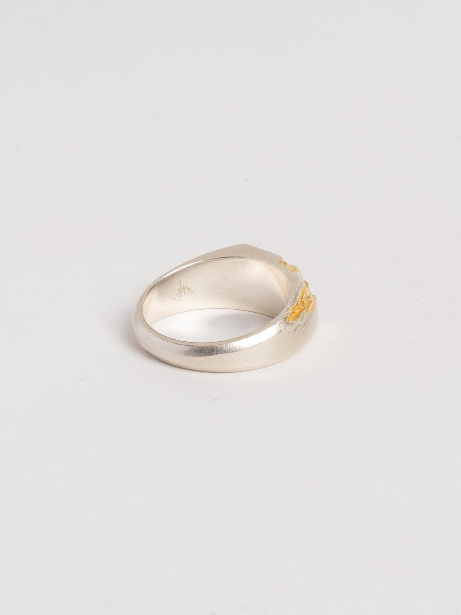 Silver Signet Ring with Gold - Plated Scratch - by AITO