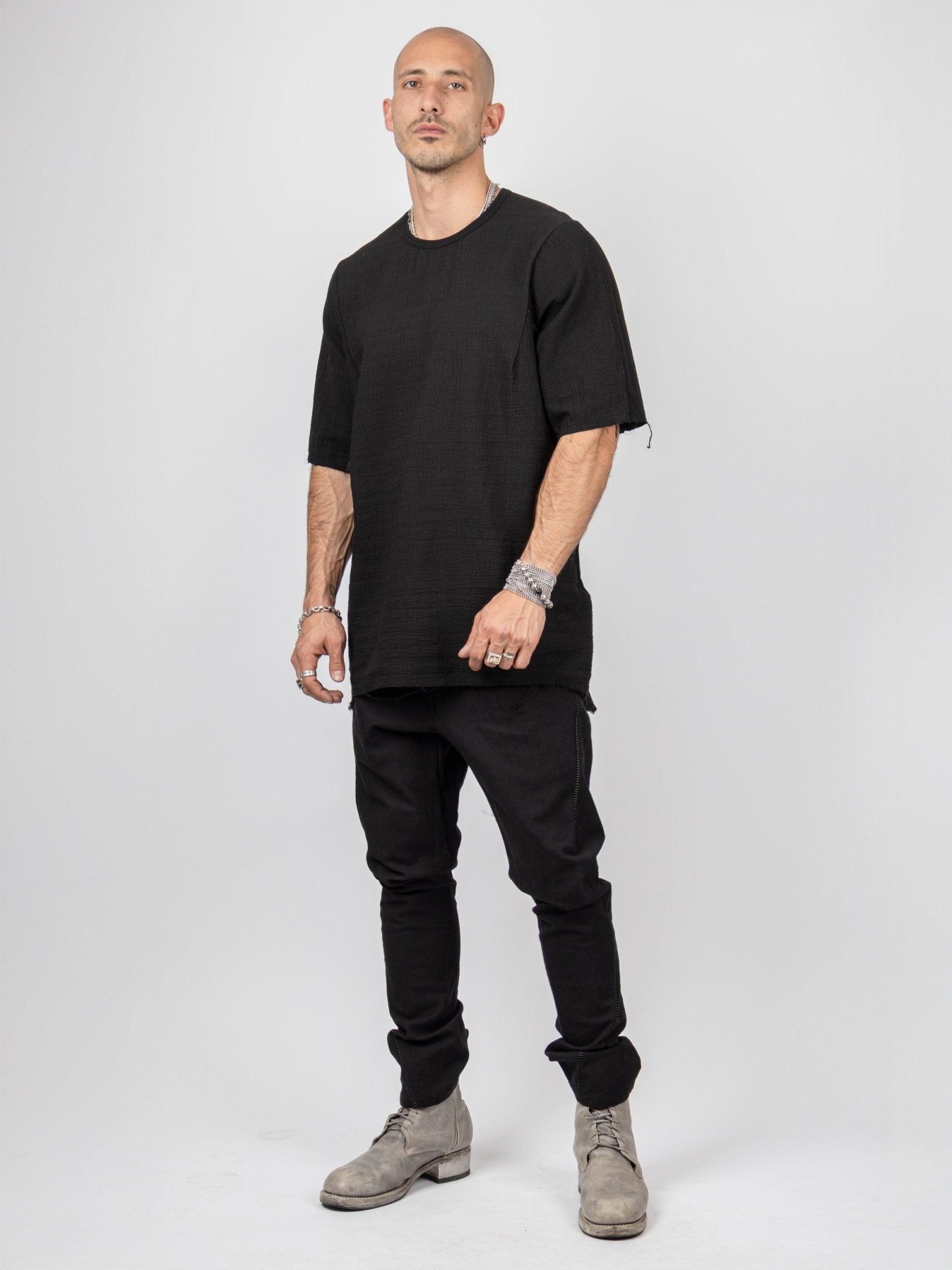 Staple 69 Micro Ondes Organic Cotton T-Shirt — Black - by Isaac Sellam