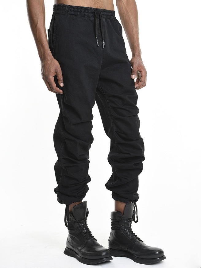 Stretch Bull Cotton Drawstring Trousers - by LA HAINE INSIDE US