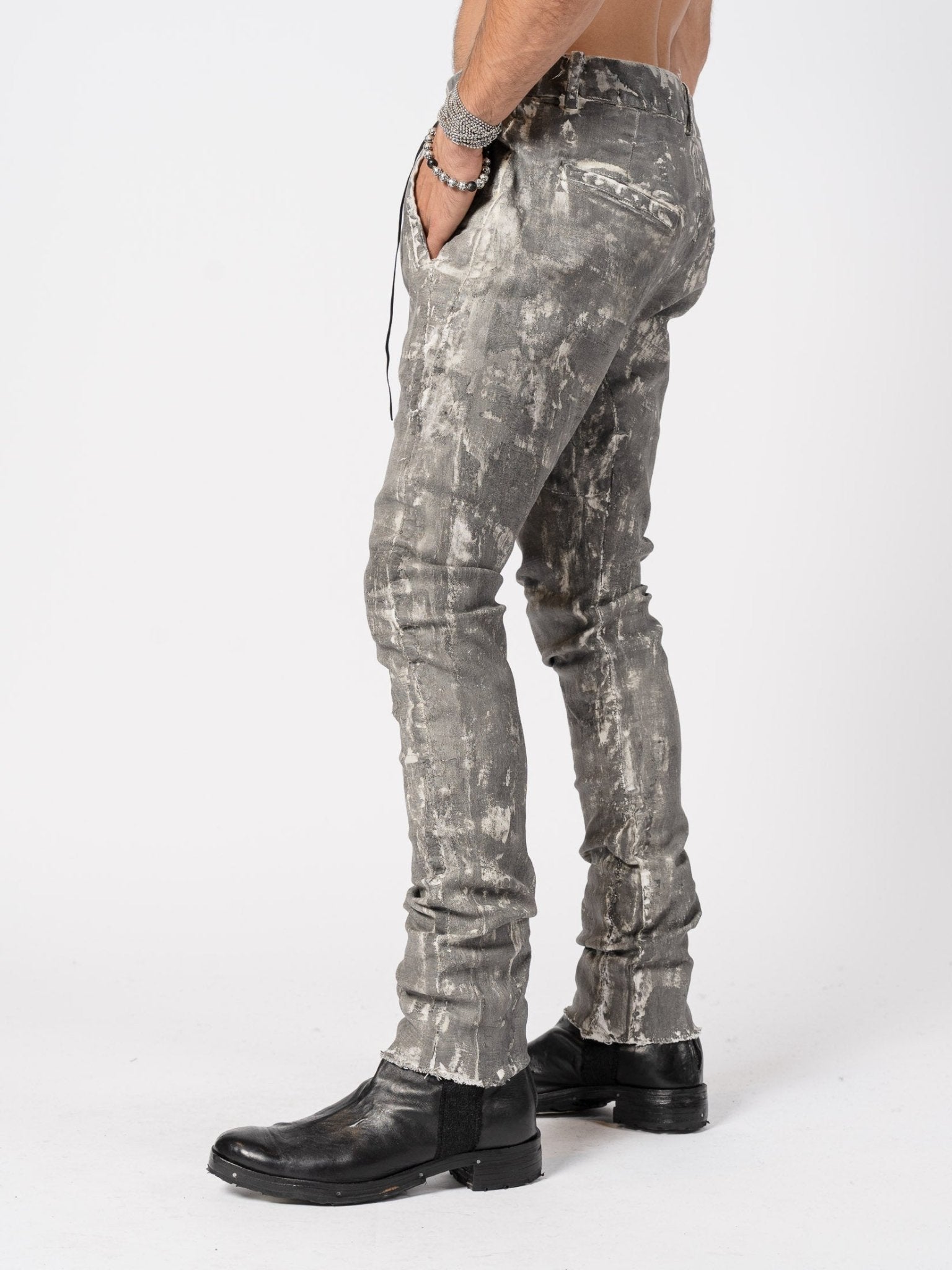 Stretch Cotton Pants with Wall Finish - by MD75