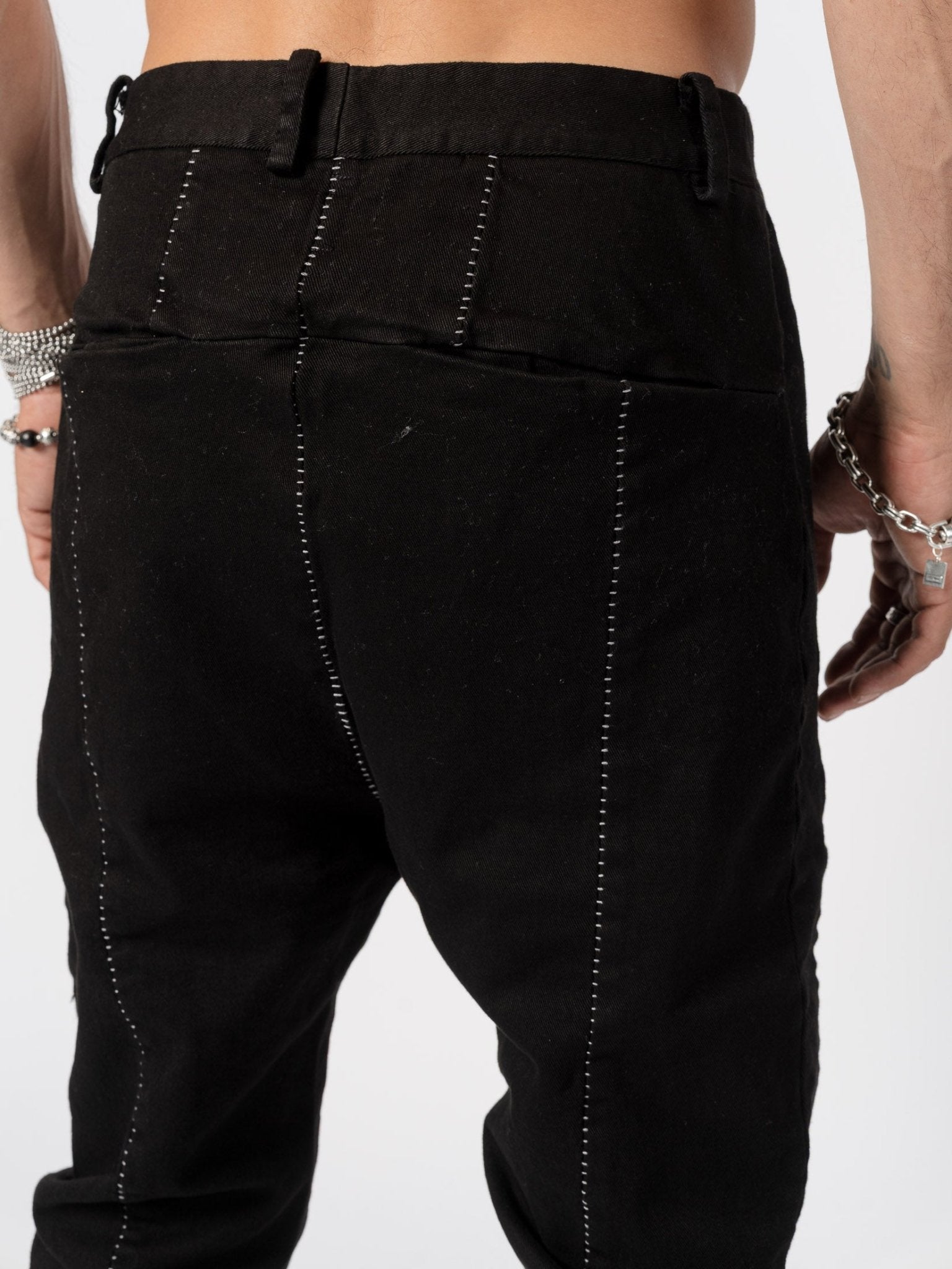 Stretch Cotton Stitched Pants - by MD75