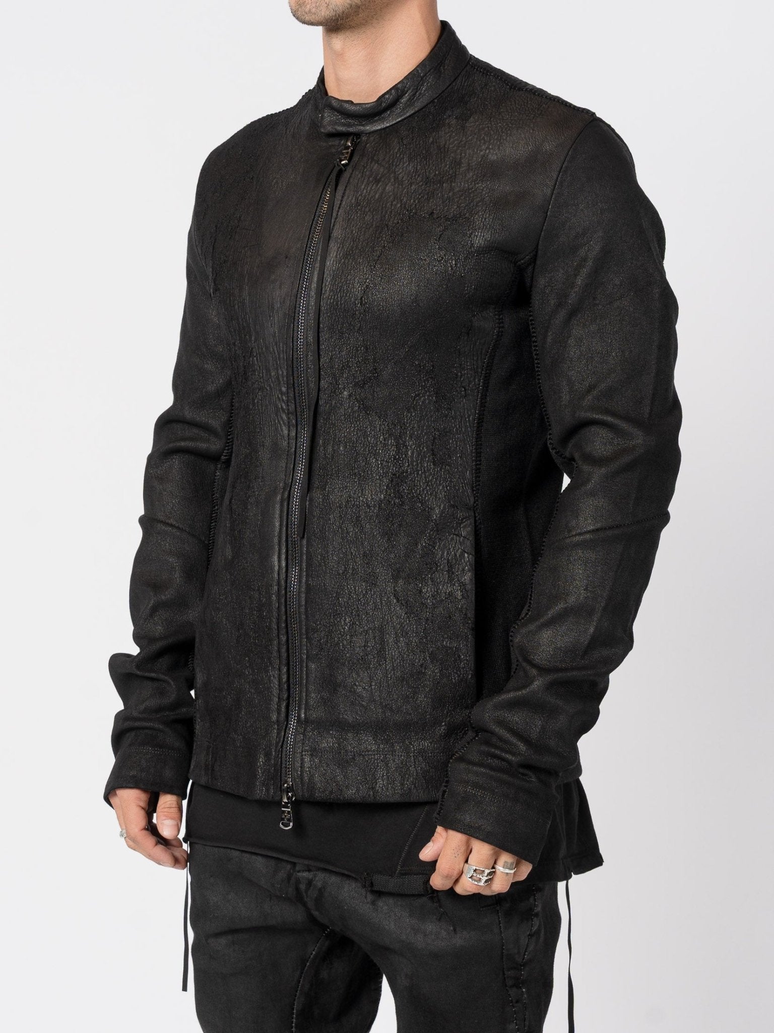 Stretch Leather Jacket - by MD75