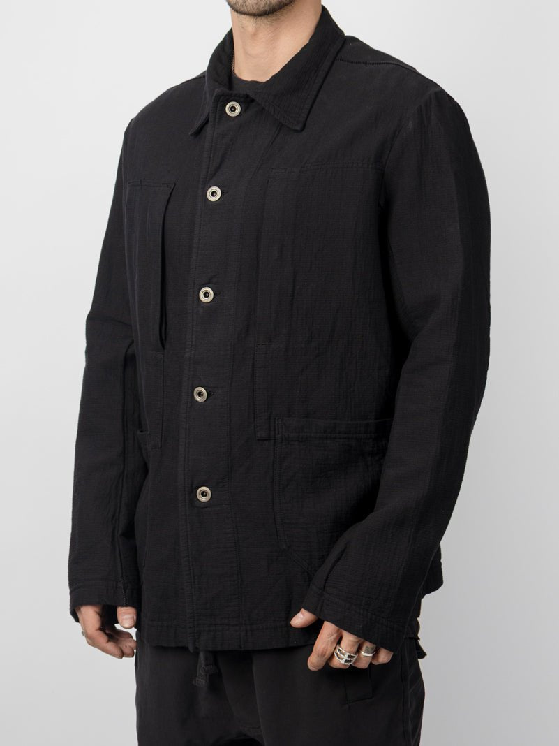 Structured Cotton Worker Jacket with Metal Staple - by ISAAC SELLAM