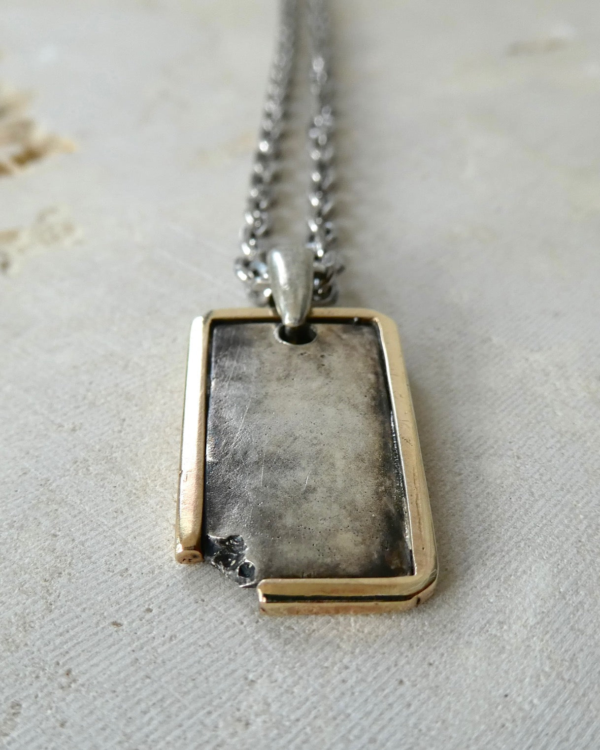 Tag Pendant Necklace with Gold Frame - INN7