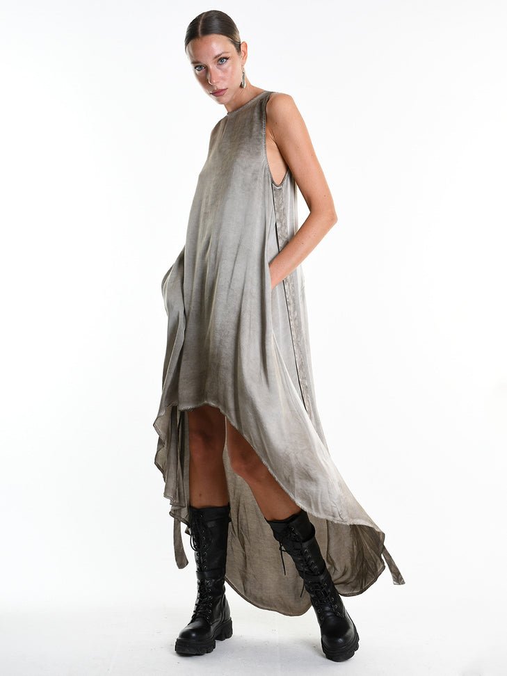 Viscose Satin Asymmetrical Dress - by LA HAINE INSIDE US