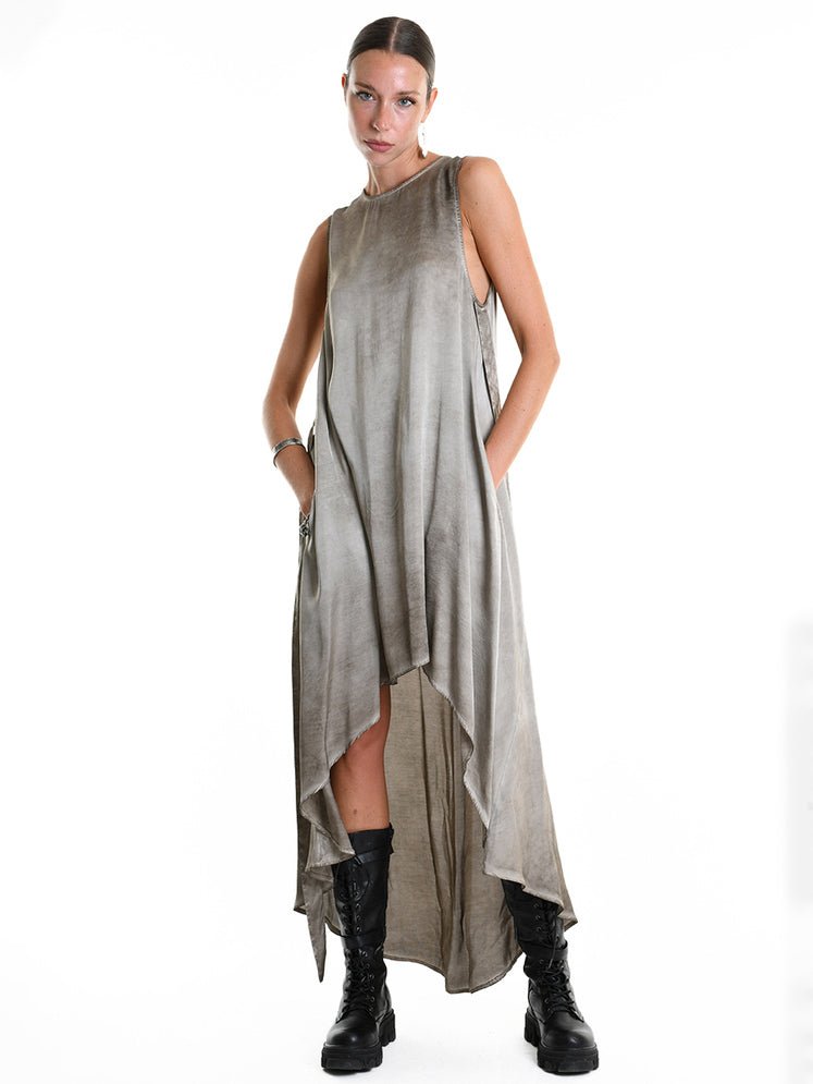 Viscose Satin Asymmetrical Dress - by LA HAINE INSIDE US