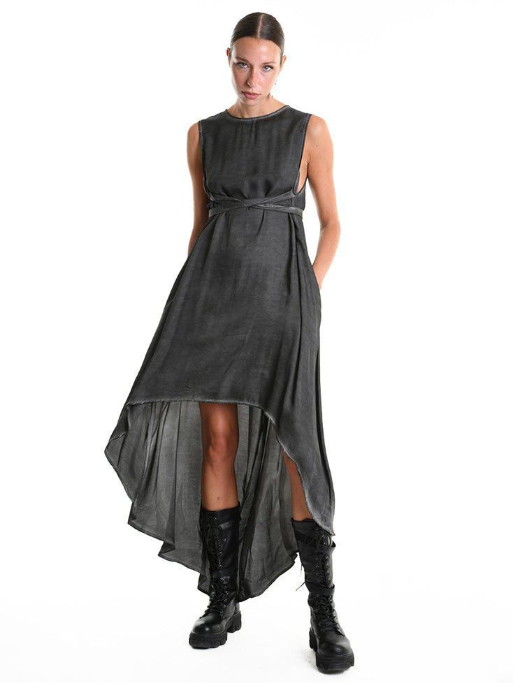 Viscose Satin Asymmetrical Dress - by LA HAINE INSIDE US