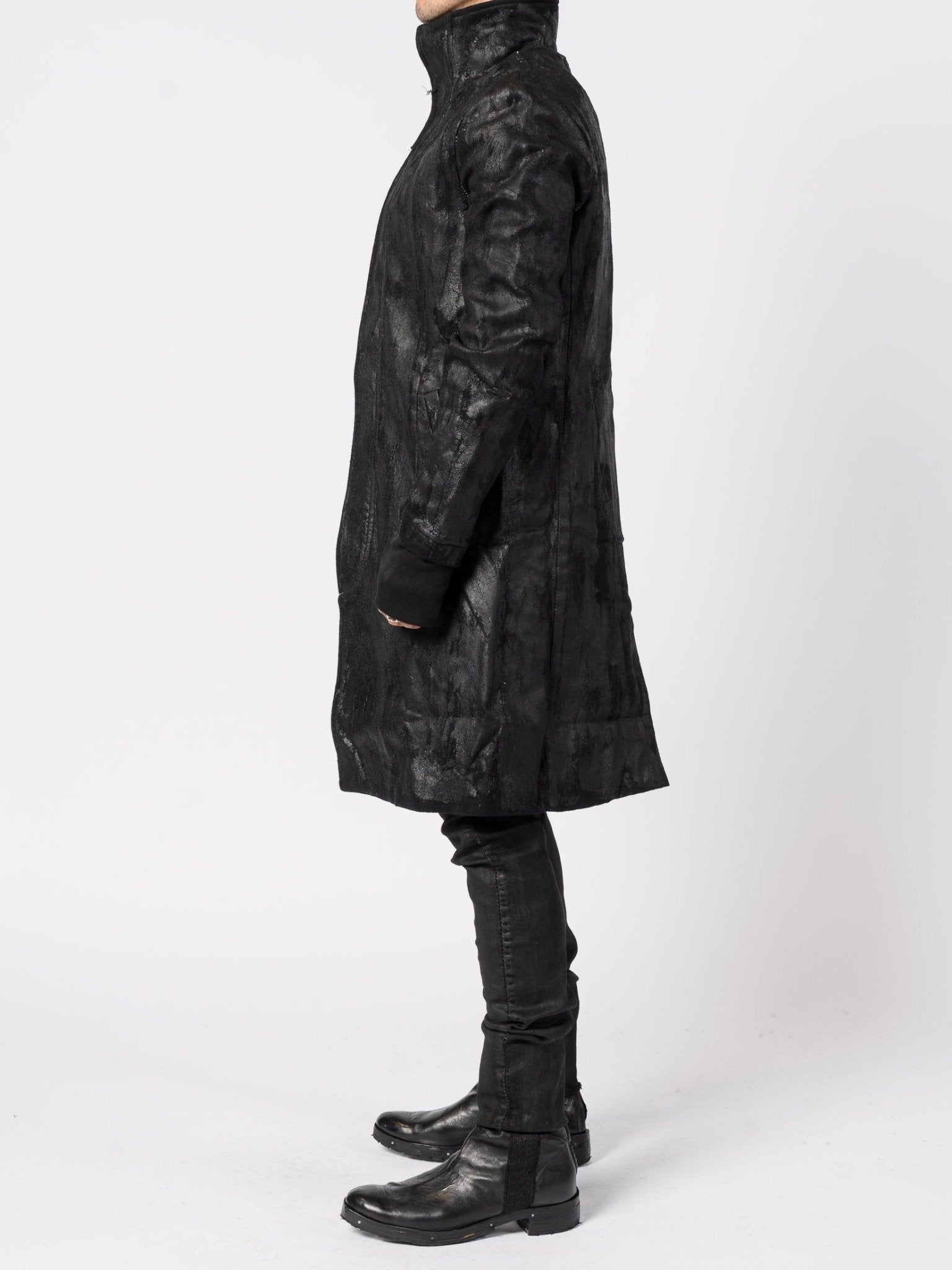 Wool - Cashmere Coat with PU Finish - by MD75