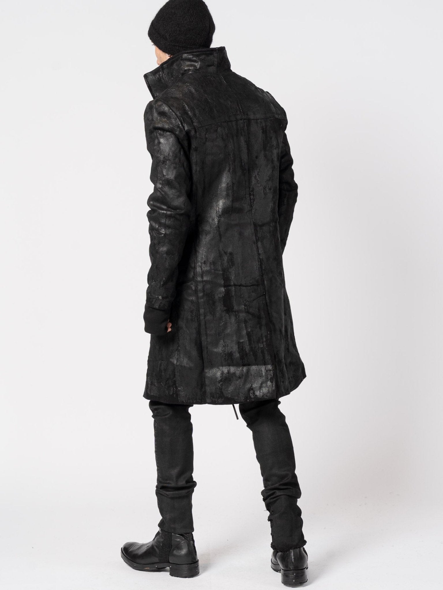 Wool - Cashmere Coat with PU Finish - by MD75