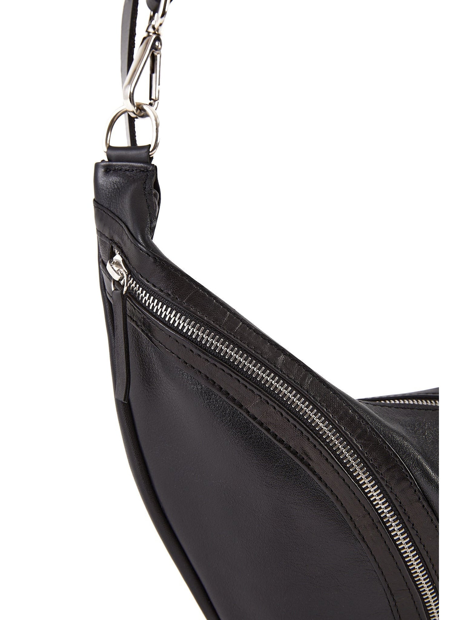 NOAM Triangle Crossbody, zipper and strap hardware detail close-up