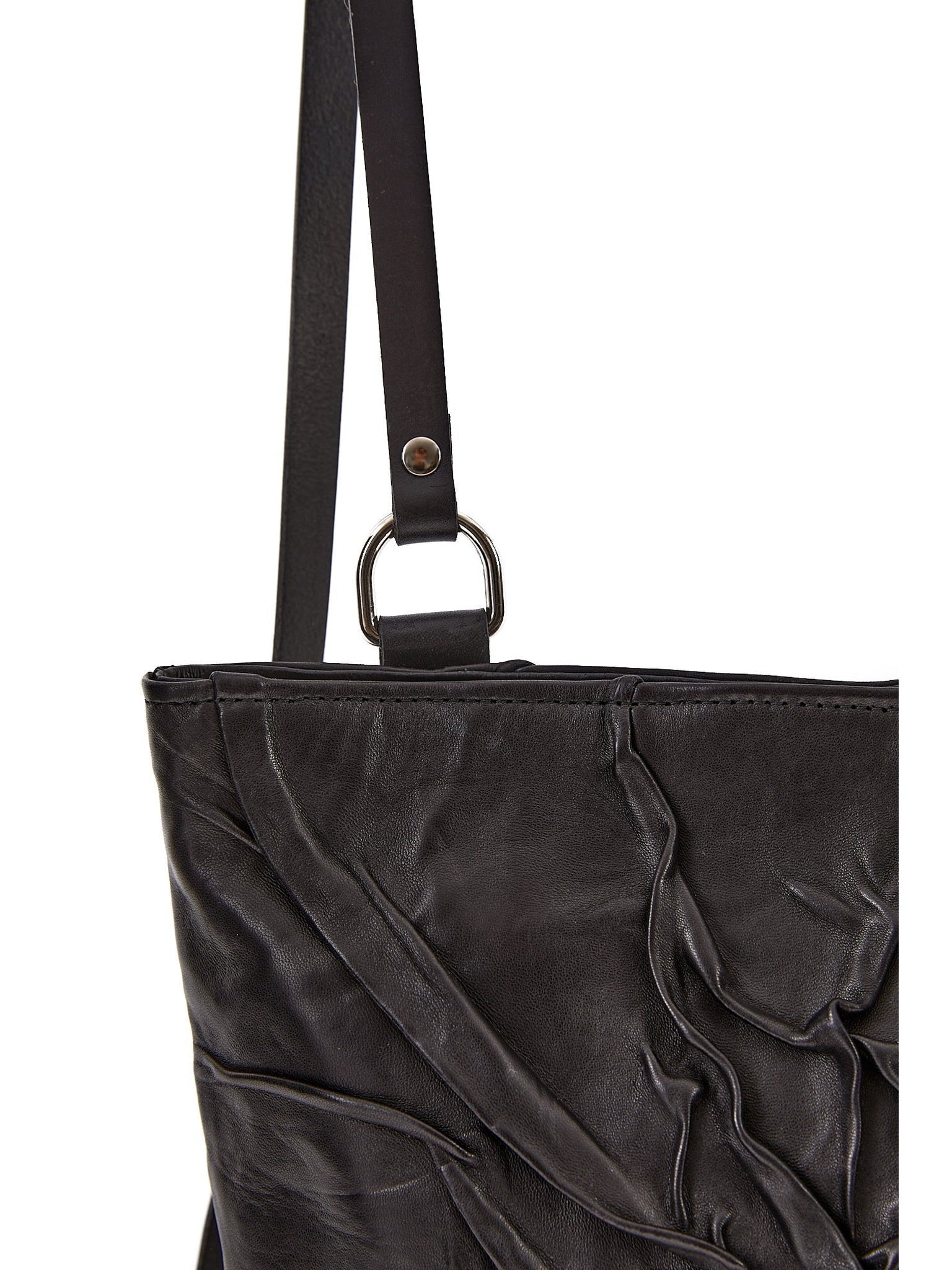 NOAM Textured Backpack, top strap and hardware detail close-up