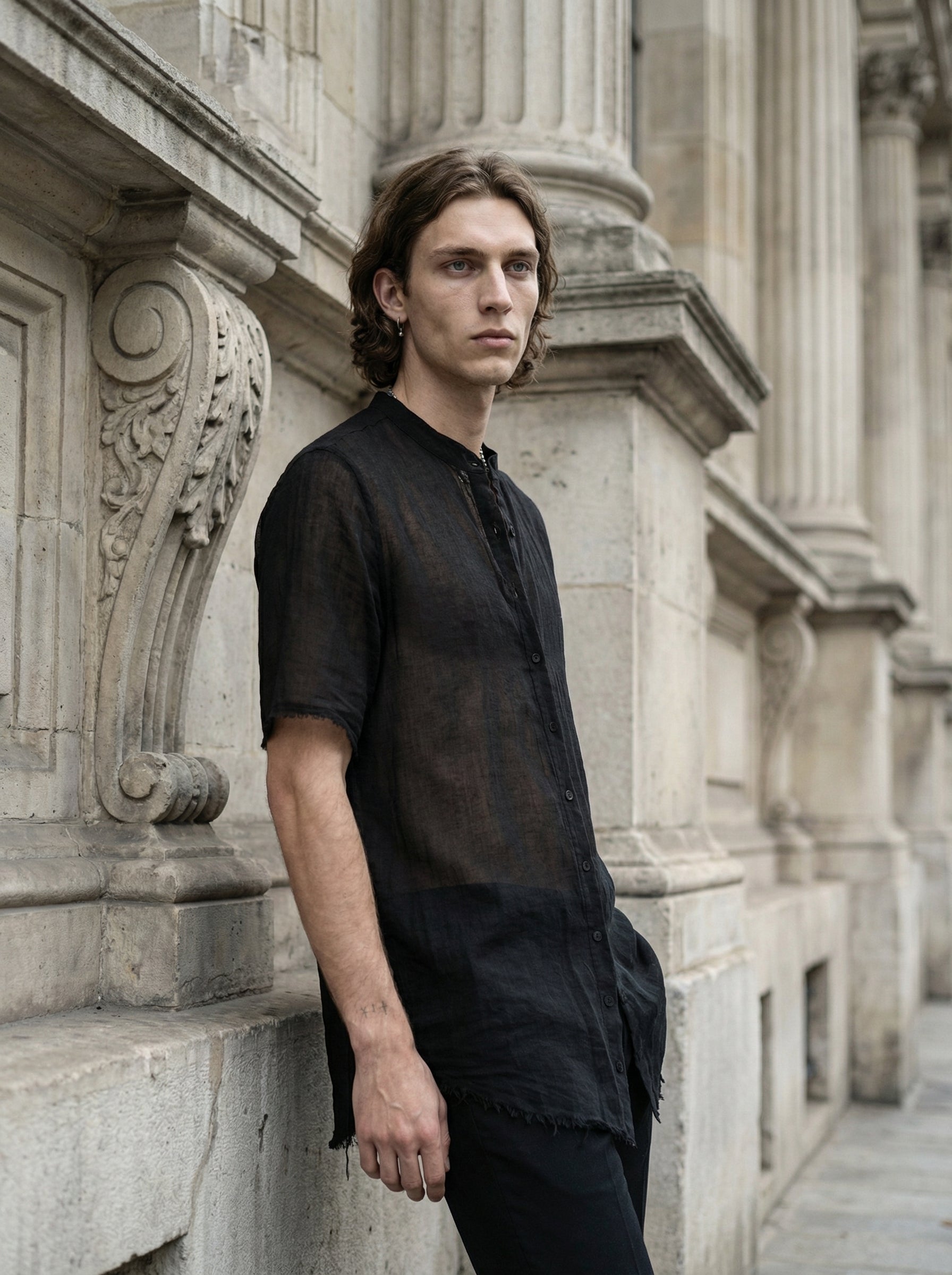 AITO - Sheer Cotton Short-Sleeve Shirt - Three Quarter - Detail Focus