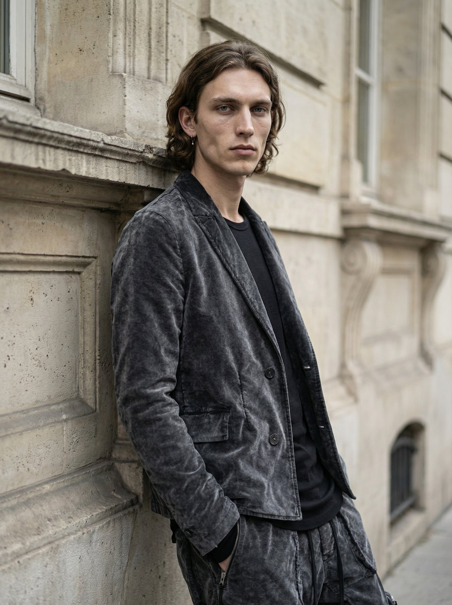 THOM KROM - Velvet Cotton-Blend Blazer - Three Quarter - Detail Focus