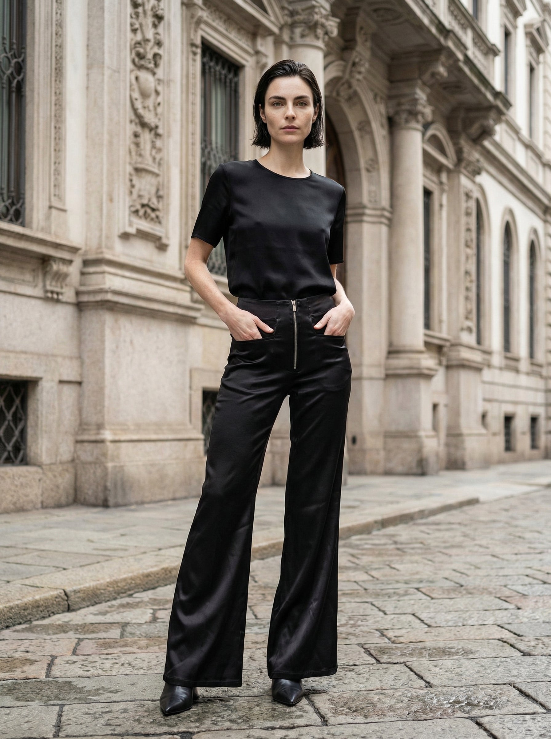 THOM KROM - Satin Look Trousers - Full Body - Front Standing