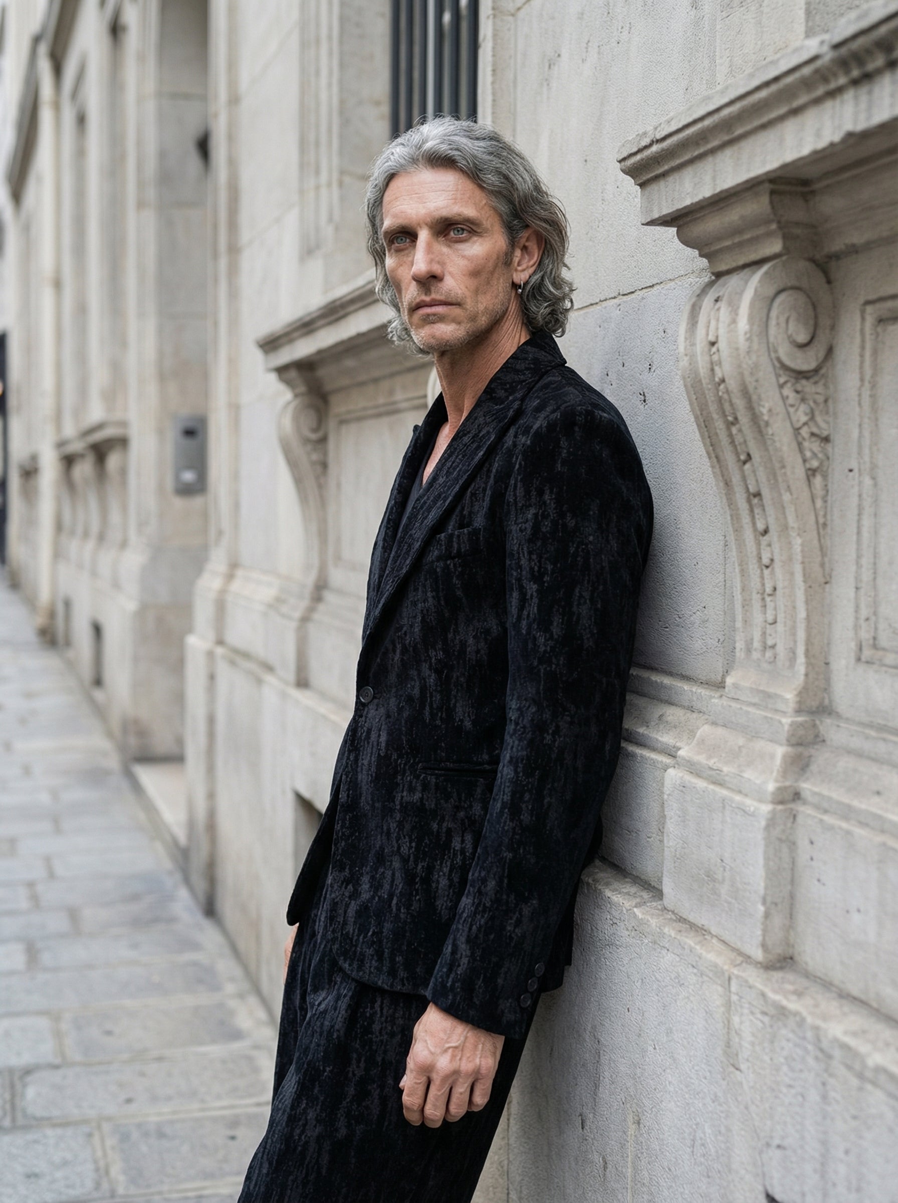 NOSTRA SANTISSIMA - Textured Velvet Blazer - Three Quarter - Detail Focus