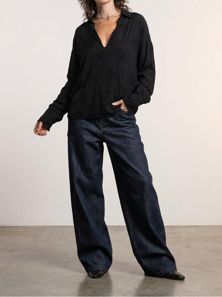 NOSTRA SANTISSIMA - Viscose-Silk Top - Full Body - Standing Pose - Tel Aviv Street Style