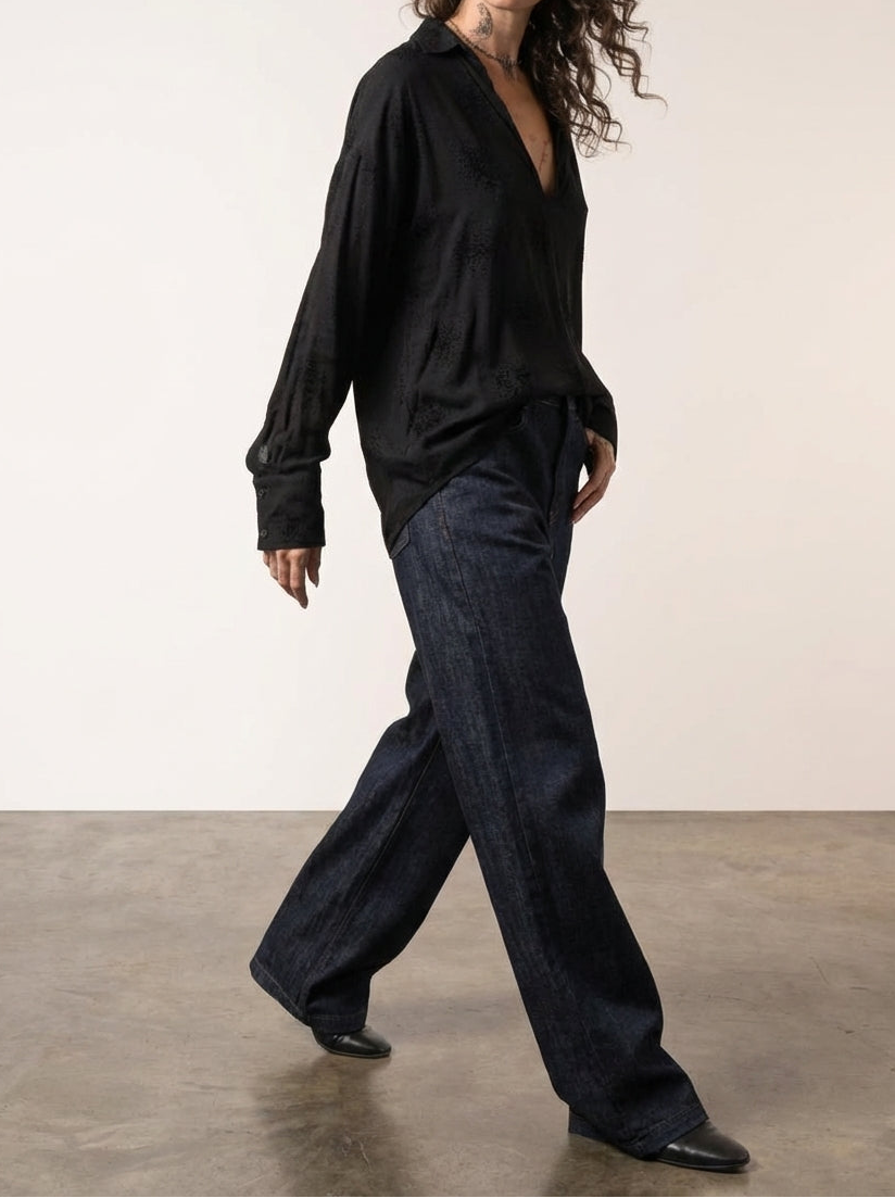 NOSTRA SANTISSIMA - Viscose-Silk Top - Full Body - Walking Motion - Tel Aviv Street Style