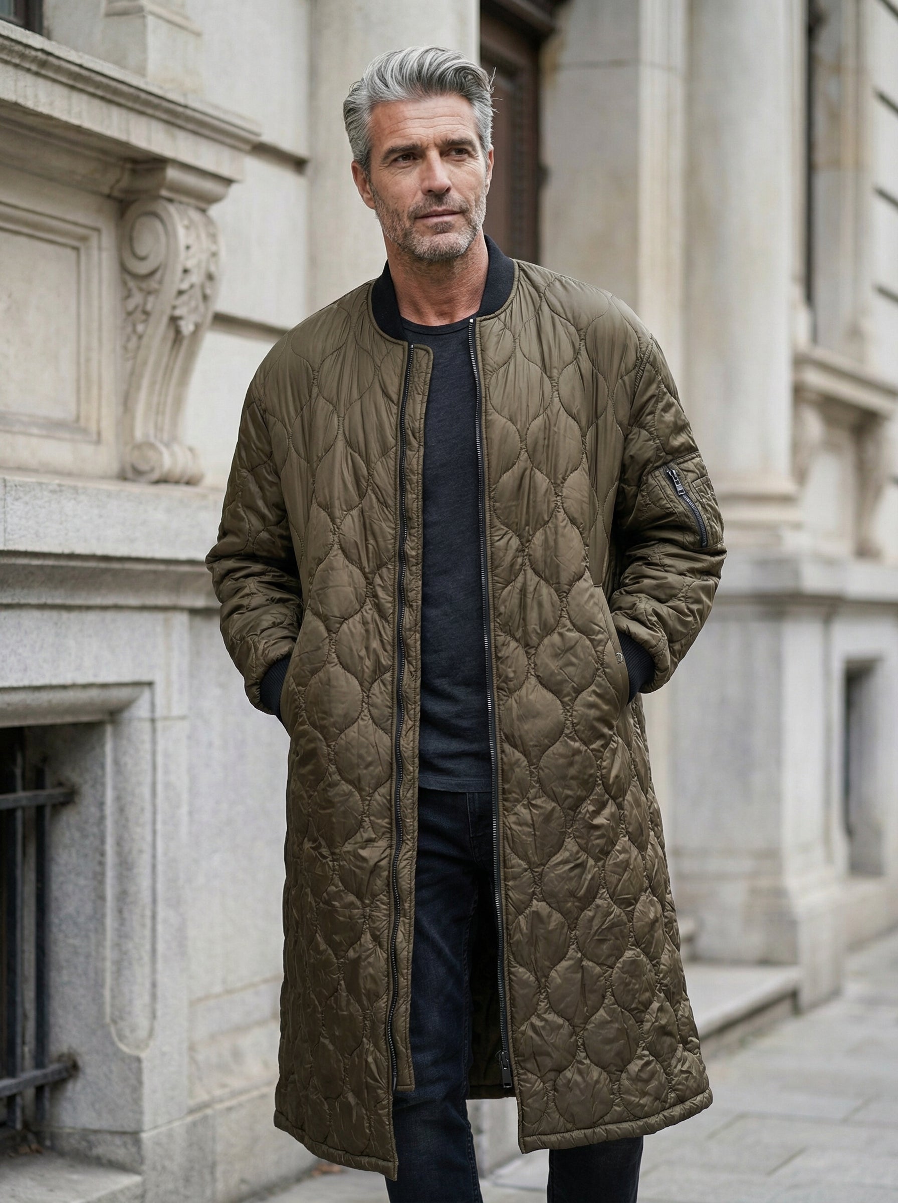 GIORGIO BRATO - Quilted Nylon Bomber - Full Body - Standing Pose