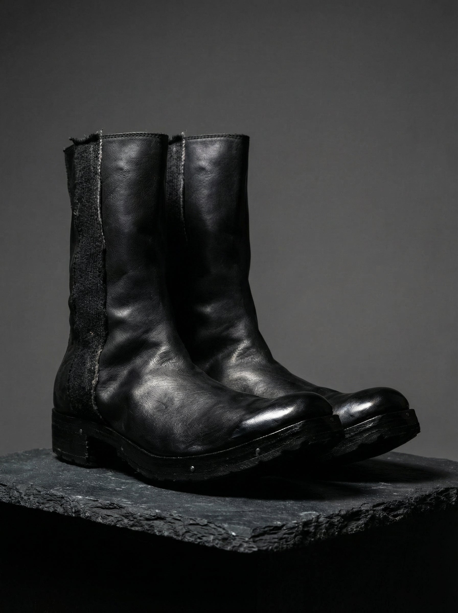 MD75 - Leather and Wool High Boots - Editorial Product Shot