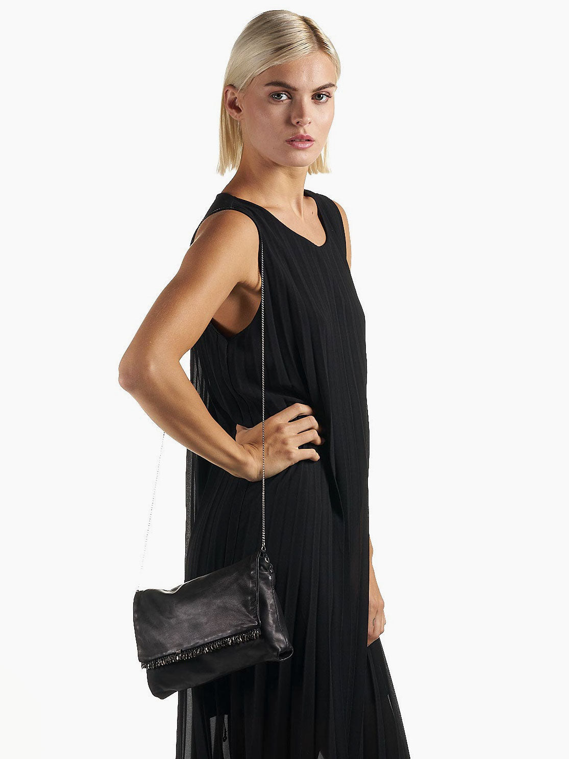 Crossbody Bag with Silver Leaf Detail