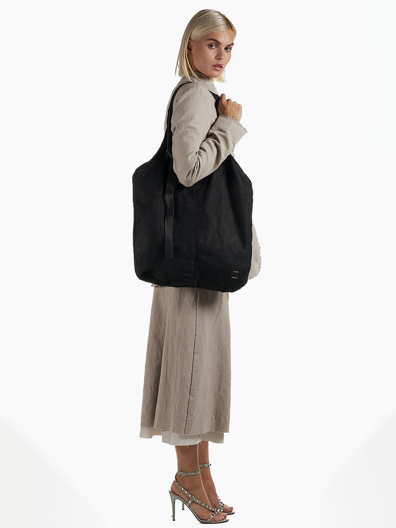Calfskin and Cotton Shopper