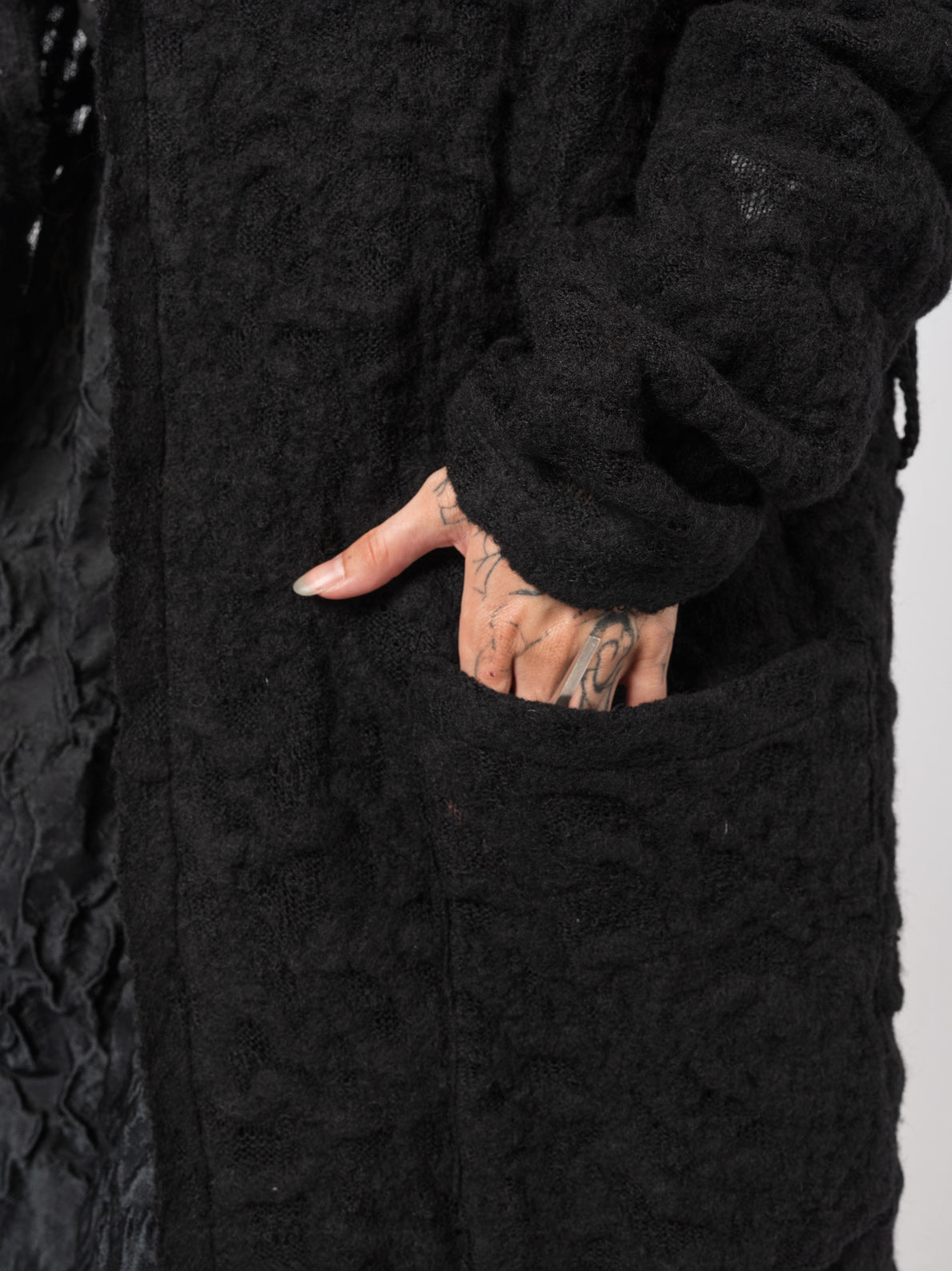 Long Textured Wool Coat