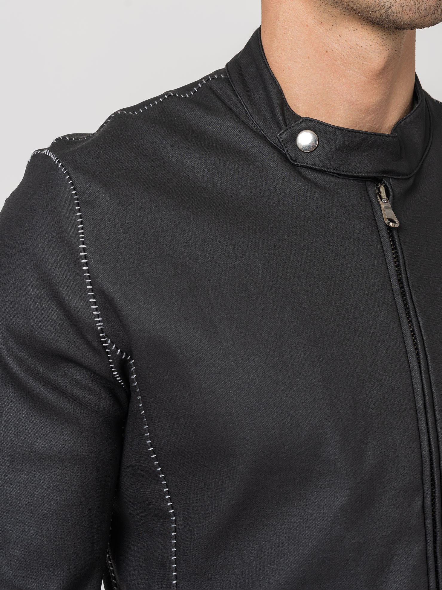 Slim-Fit Zip Jacket with Contrast Stitching